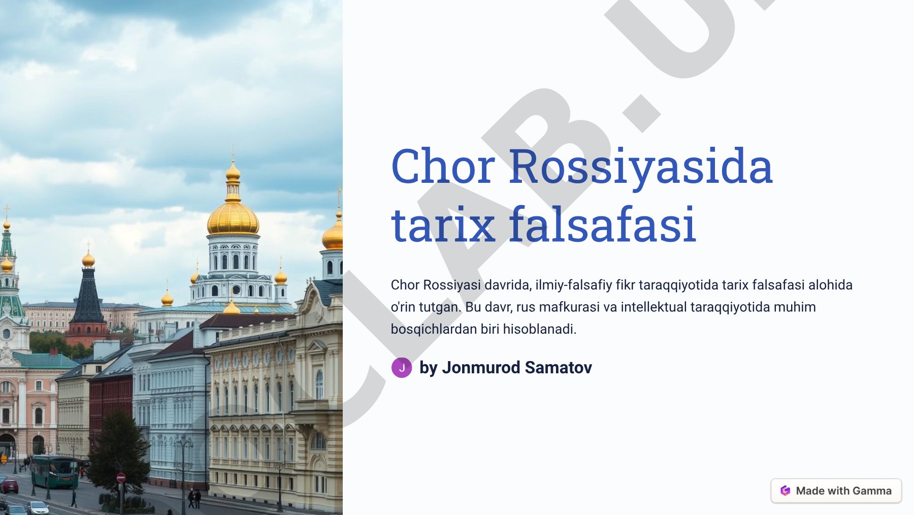 Chor Rossiyasida tarix falsafasi