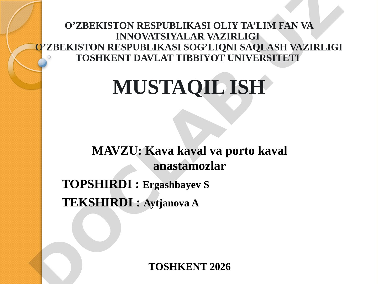 Kava kaval va porto kaval anastamozlar