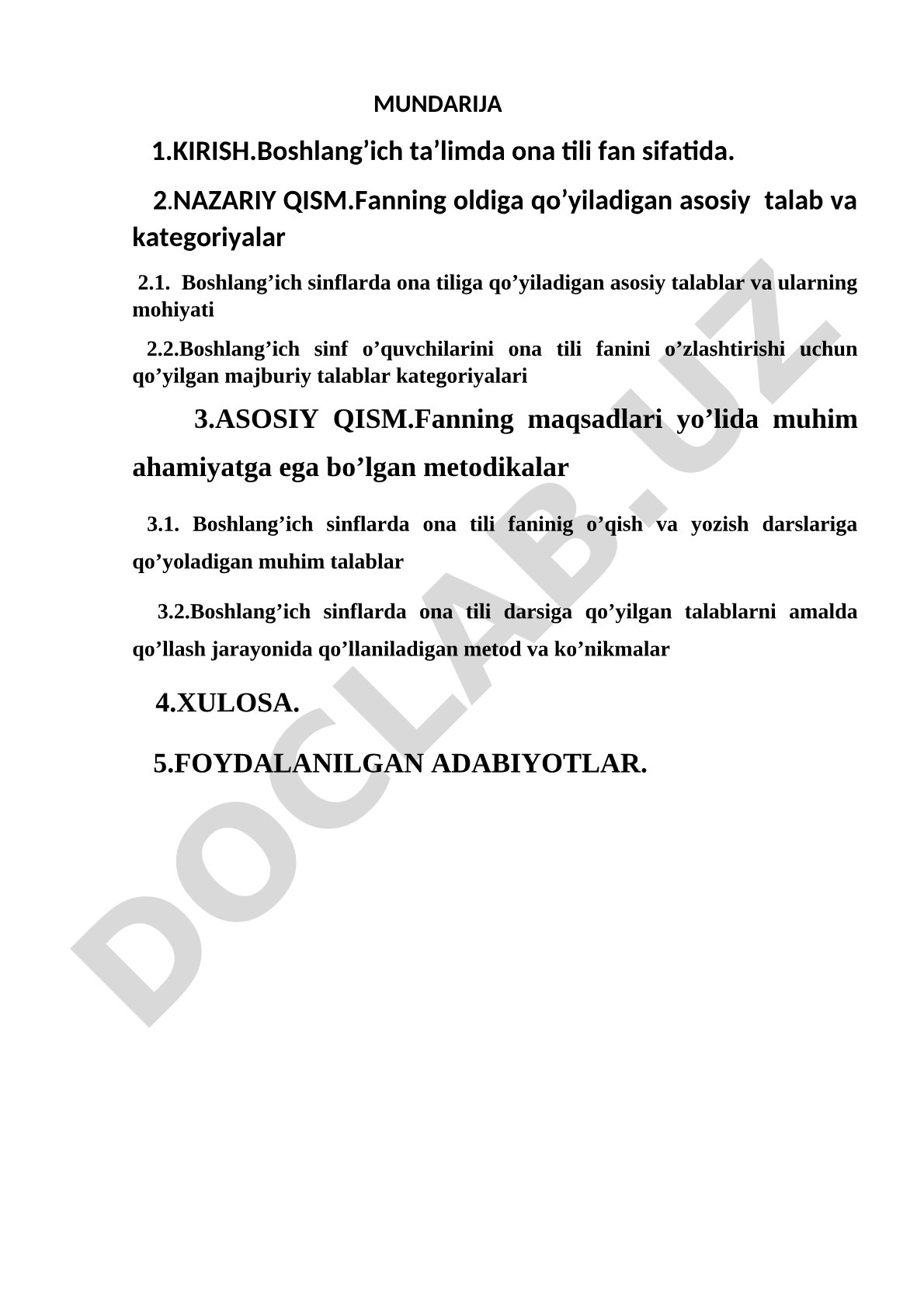 Boshlang’ich sinflarda ona tili darslariga qo’yiladigan talablar