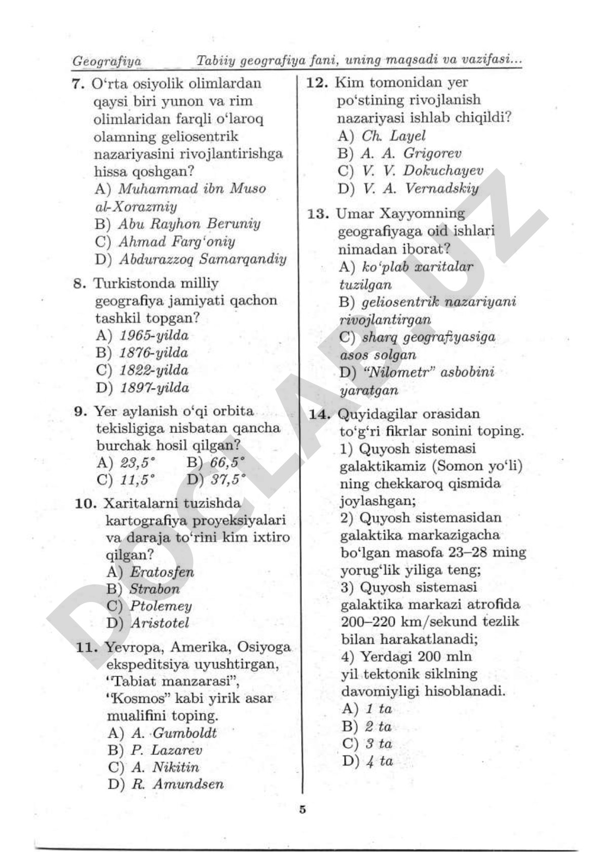 Geografiya test