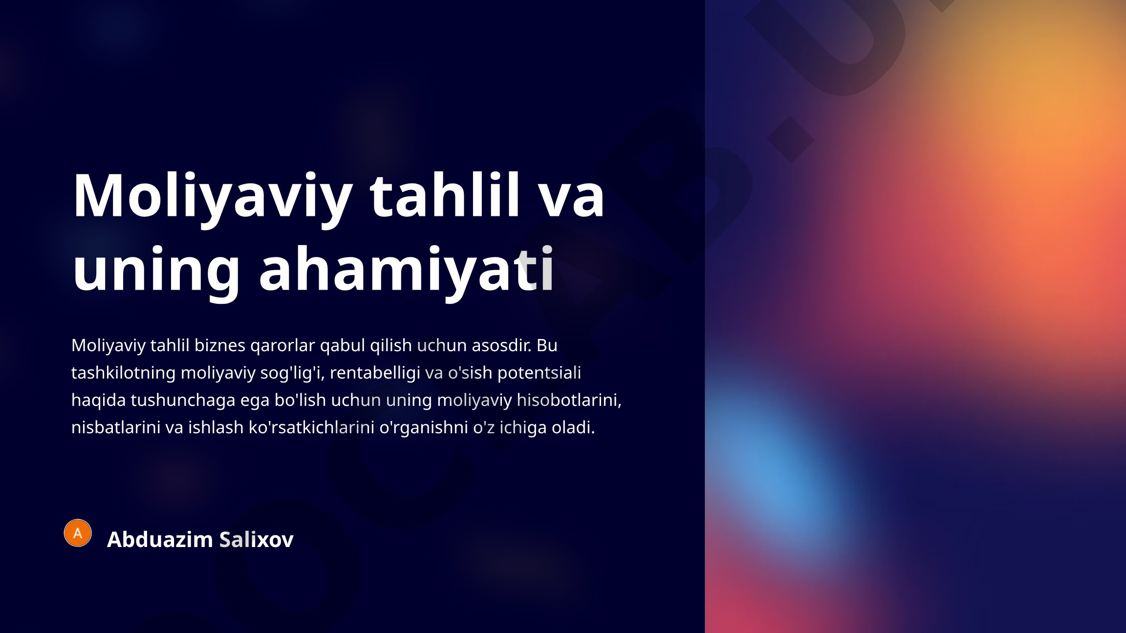 Moliyaviy tahlil va uning ahamiyati