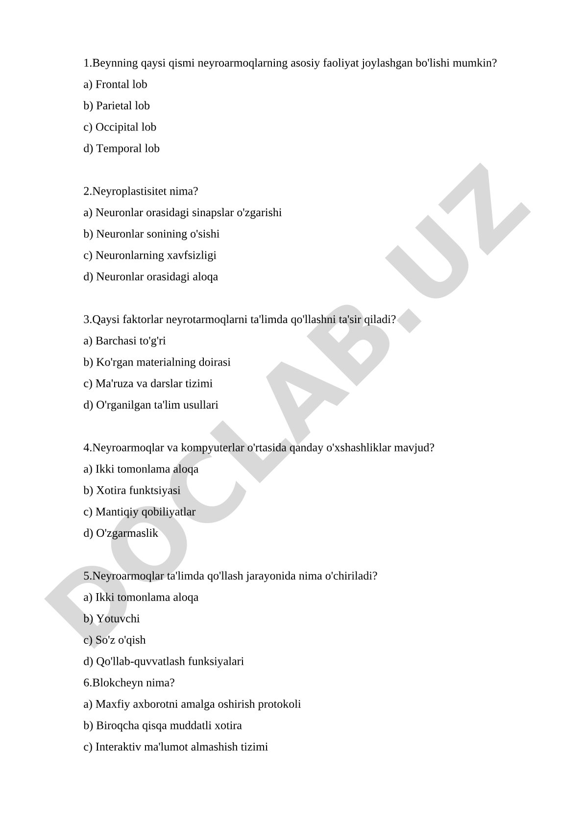 Neyroarmoqlar va blokcheyn texnologiyalari