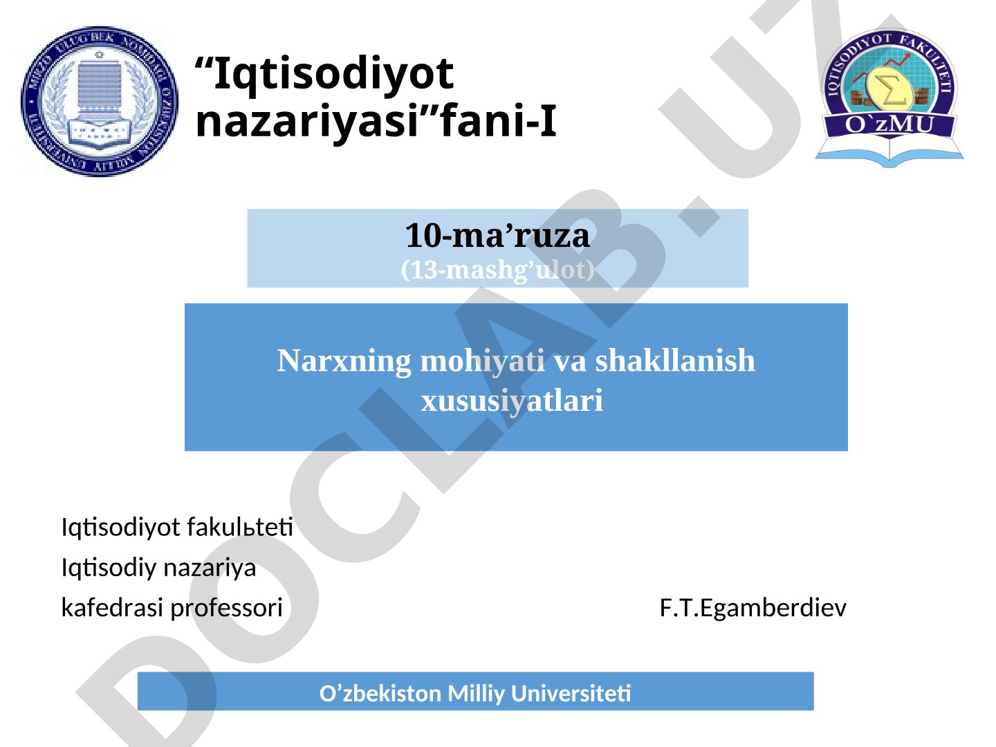 Narxning mohiyati va shakllanish xususiyatlari