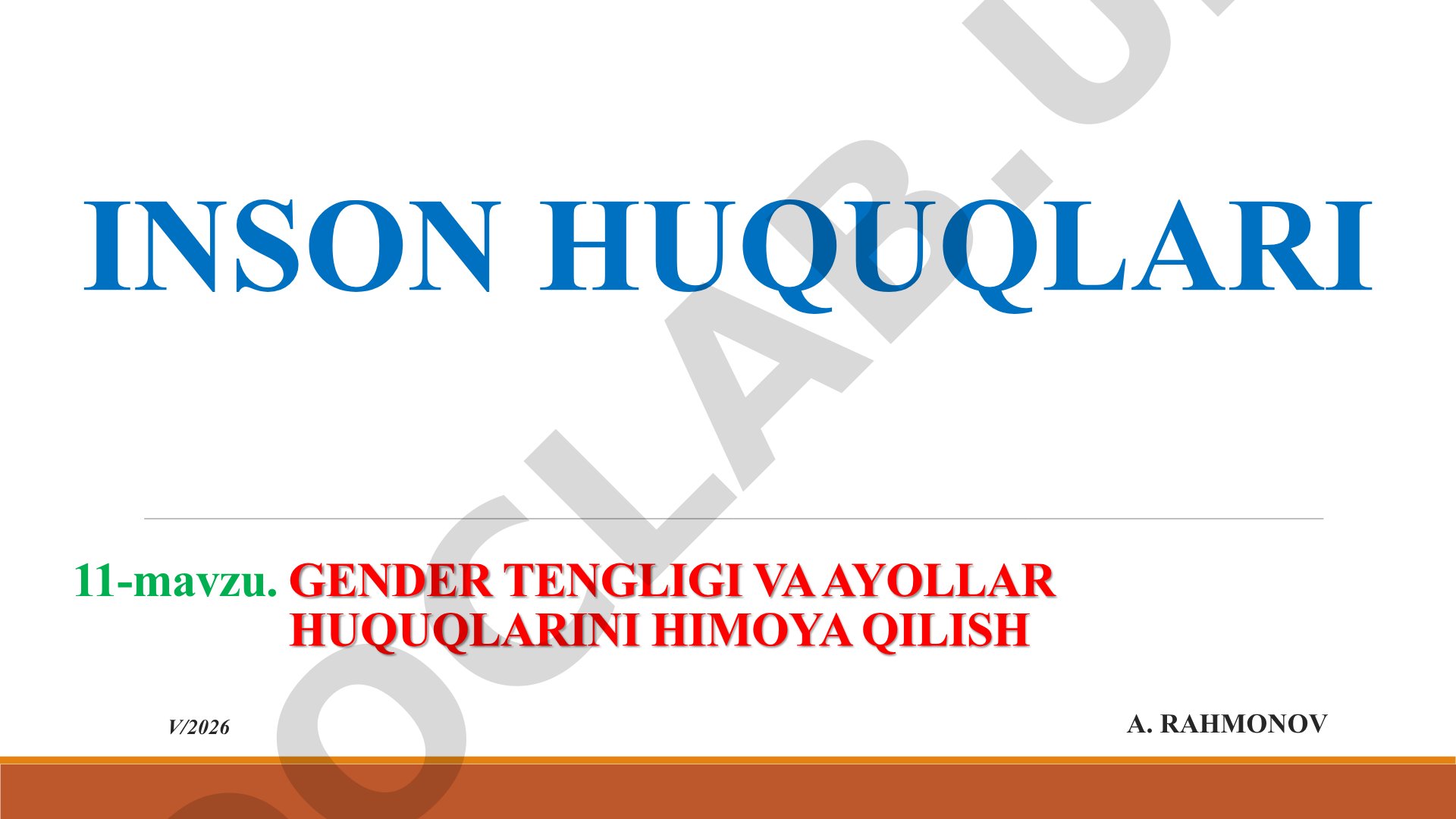 Gender tengligi va ayollar huquqlarini himoya qilish