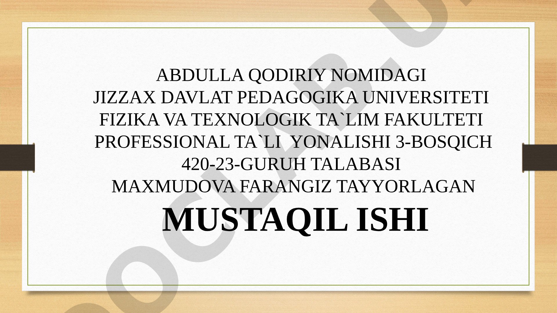 Kasb-hunar ta'limida og'zaki, ko'rgazmali metodlar