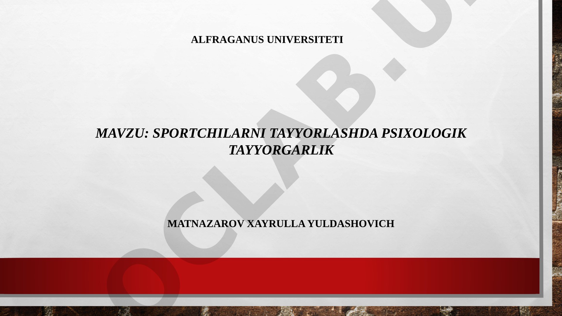 Sportchilarni tayyorlashda psixologik tayyorgarlik