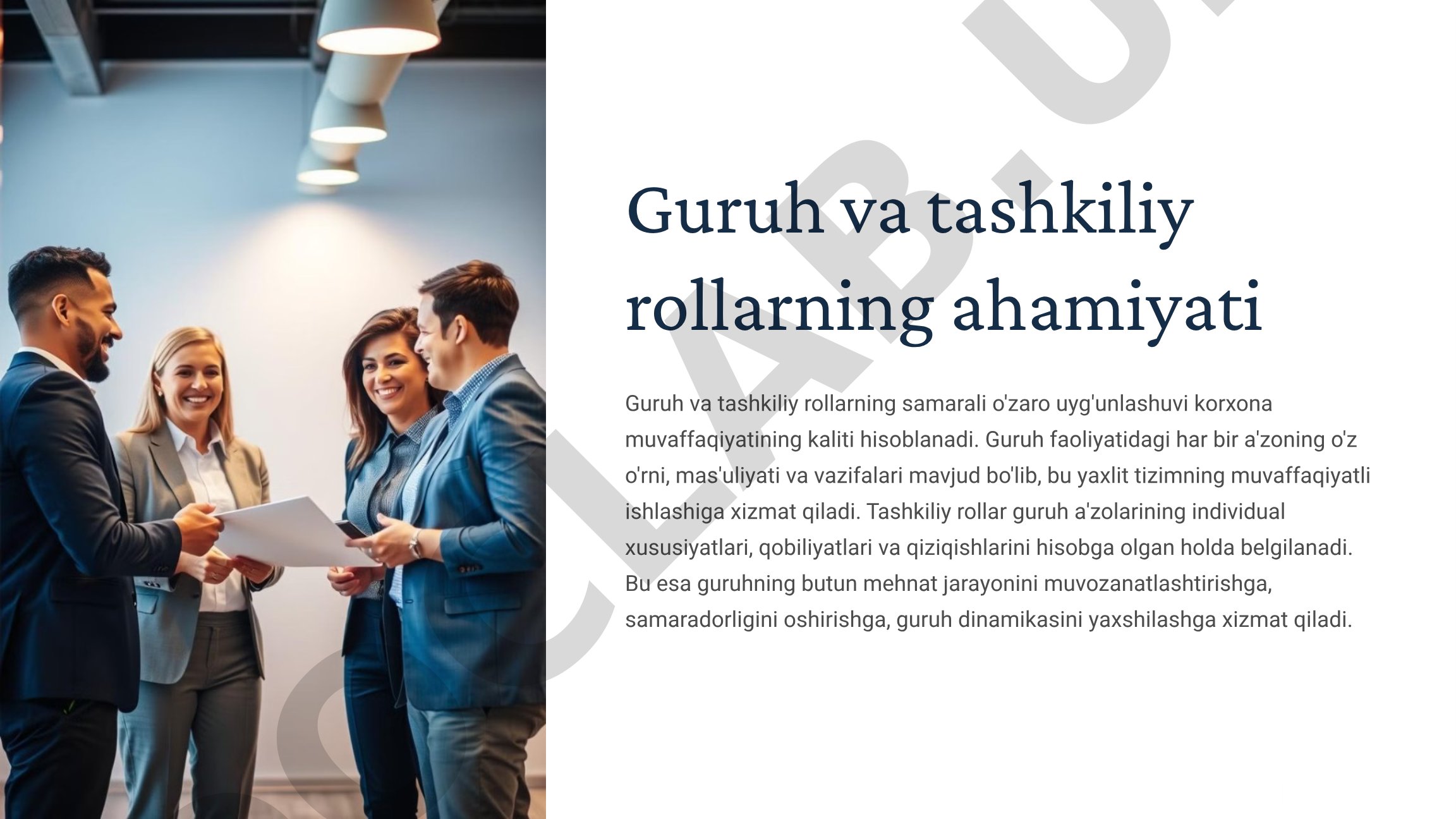 Guruh va tashkiliy rollarning ahamiyati