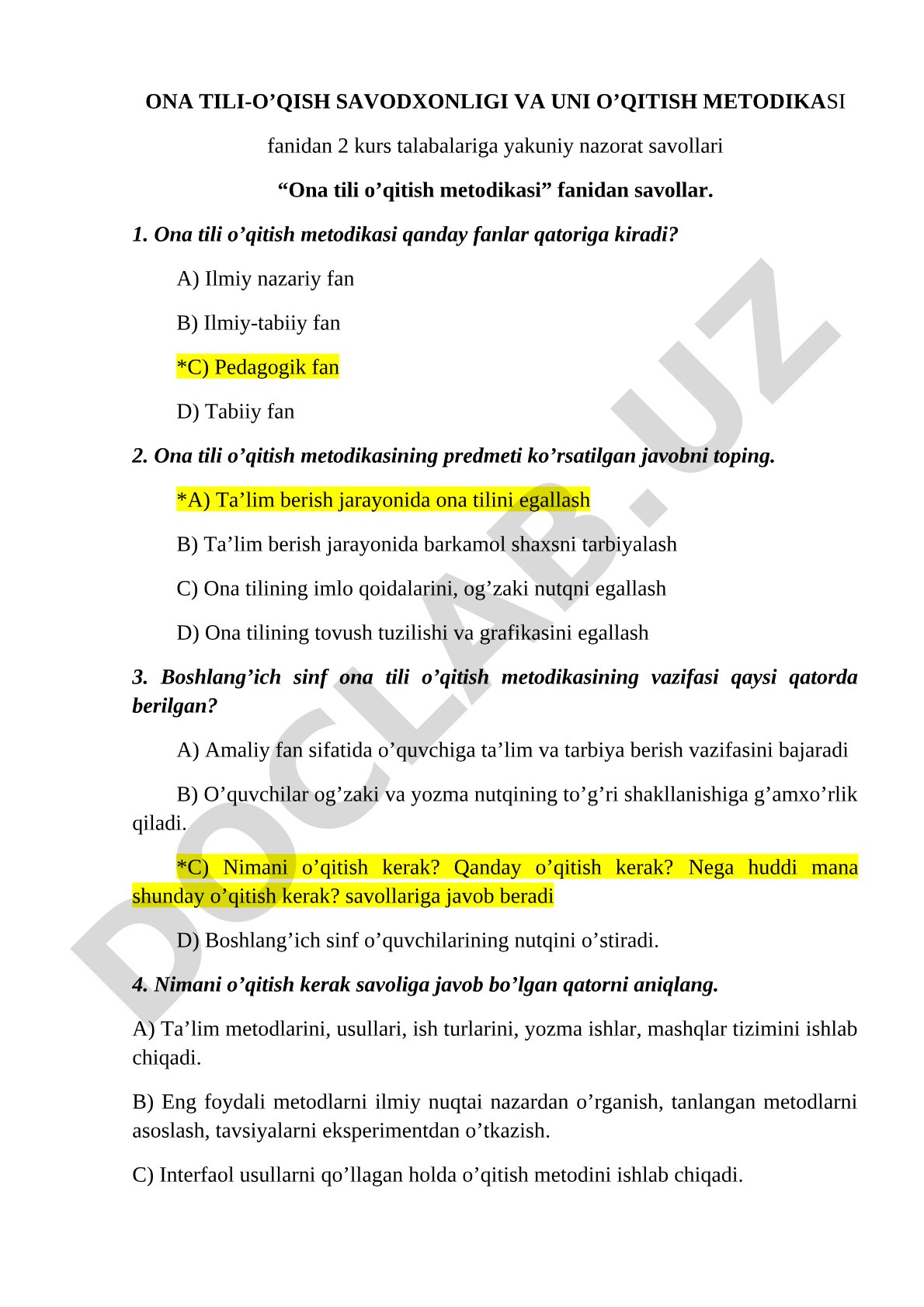Ona tili-o'qish savodxonligi va uni o'qitish metodikasi