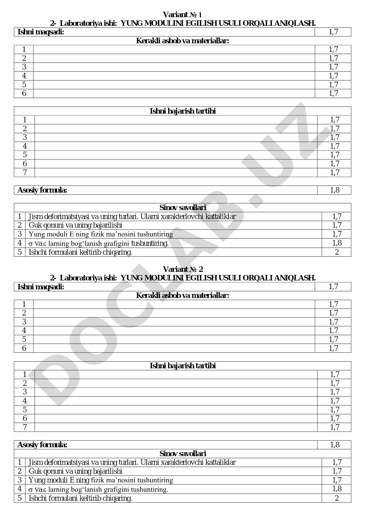 YUNG MODULINI EGILISH USULI ORQALI ANIQLASH