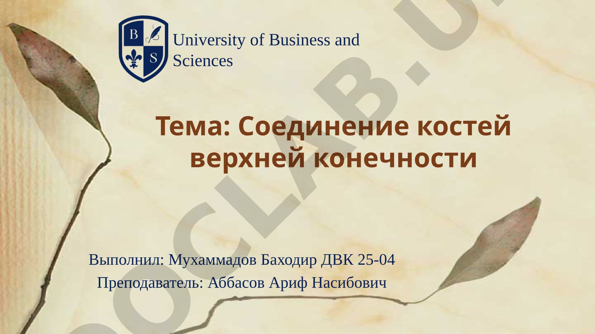 Соединение костей верхней конечности
