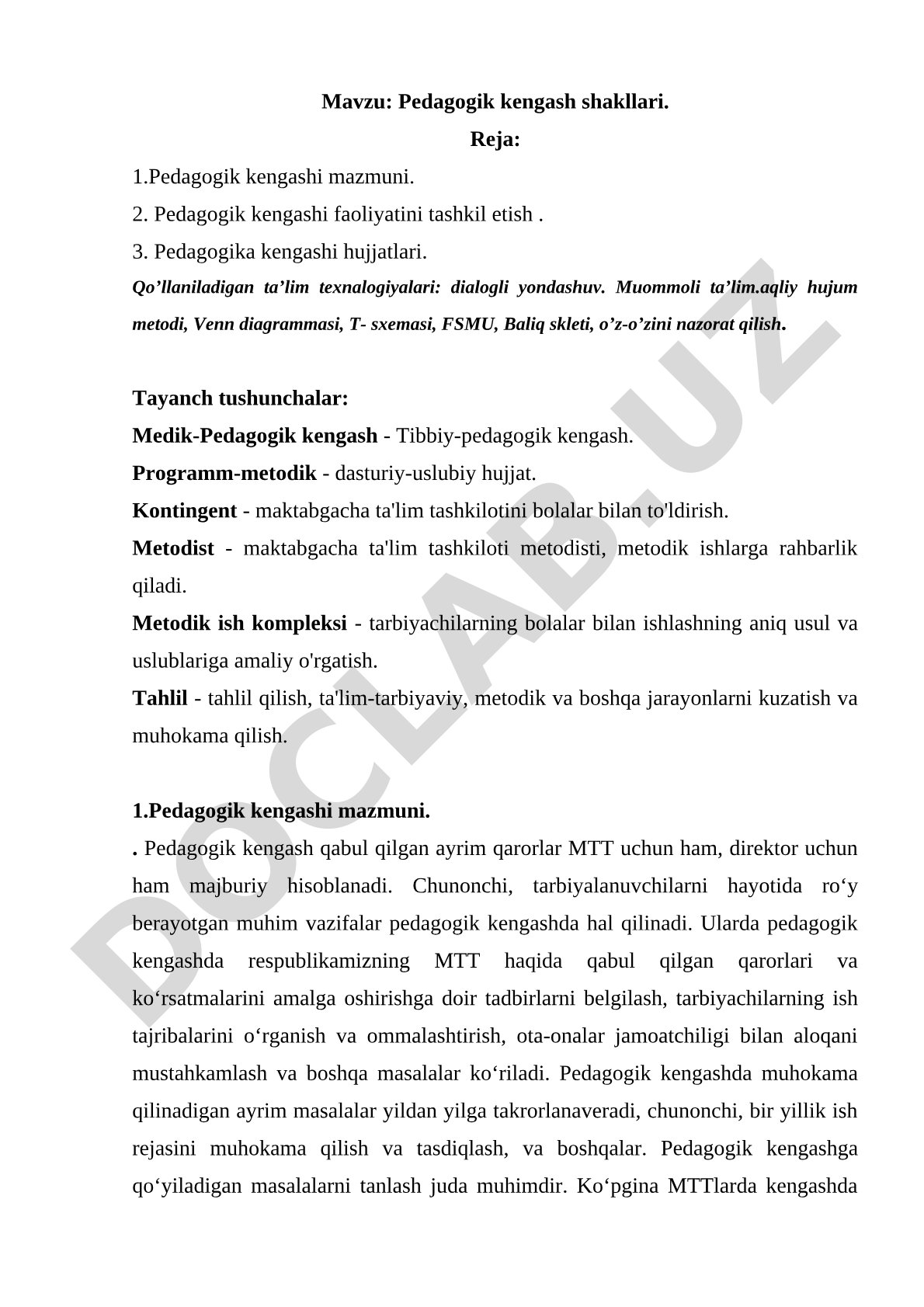 Pedagogik kengash shakllari