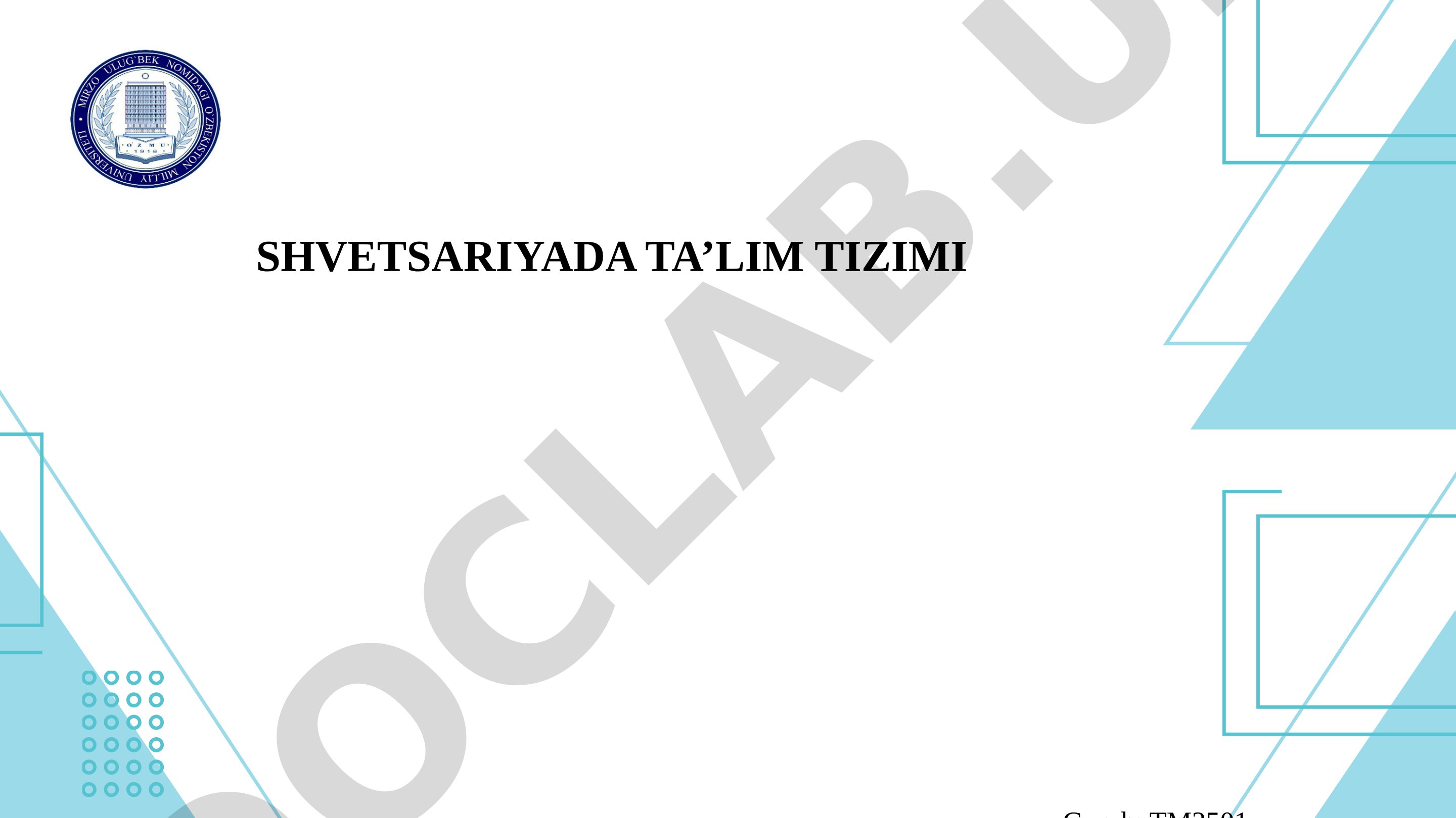 Shvetsiyada ta'lim tizimi