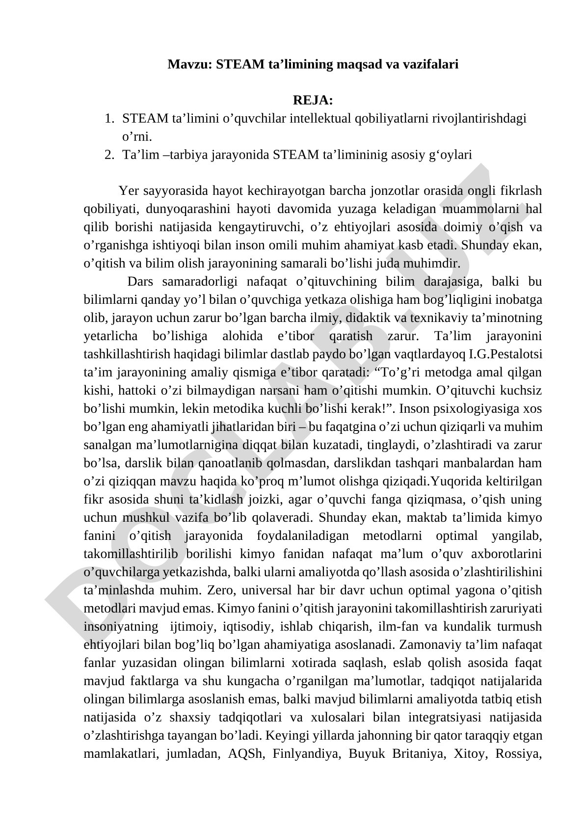 STEAM ta’limining maqsad va vazifalari