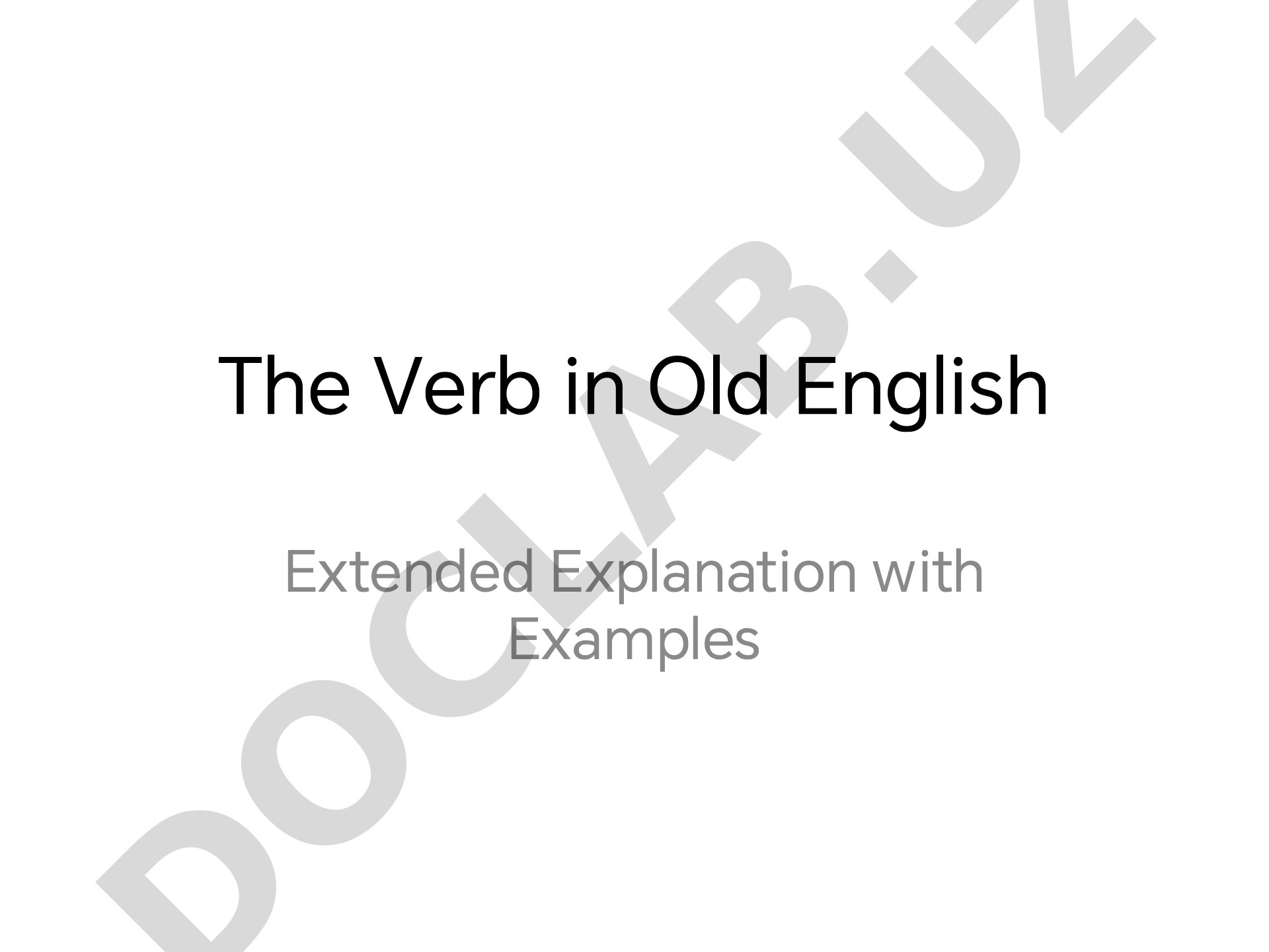 The Verb in Old English