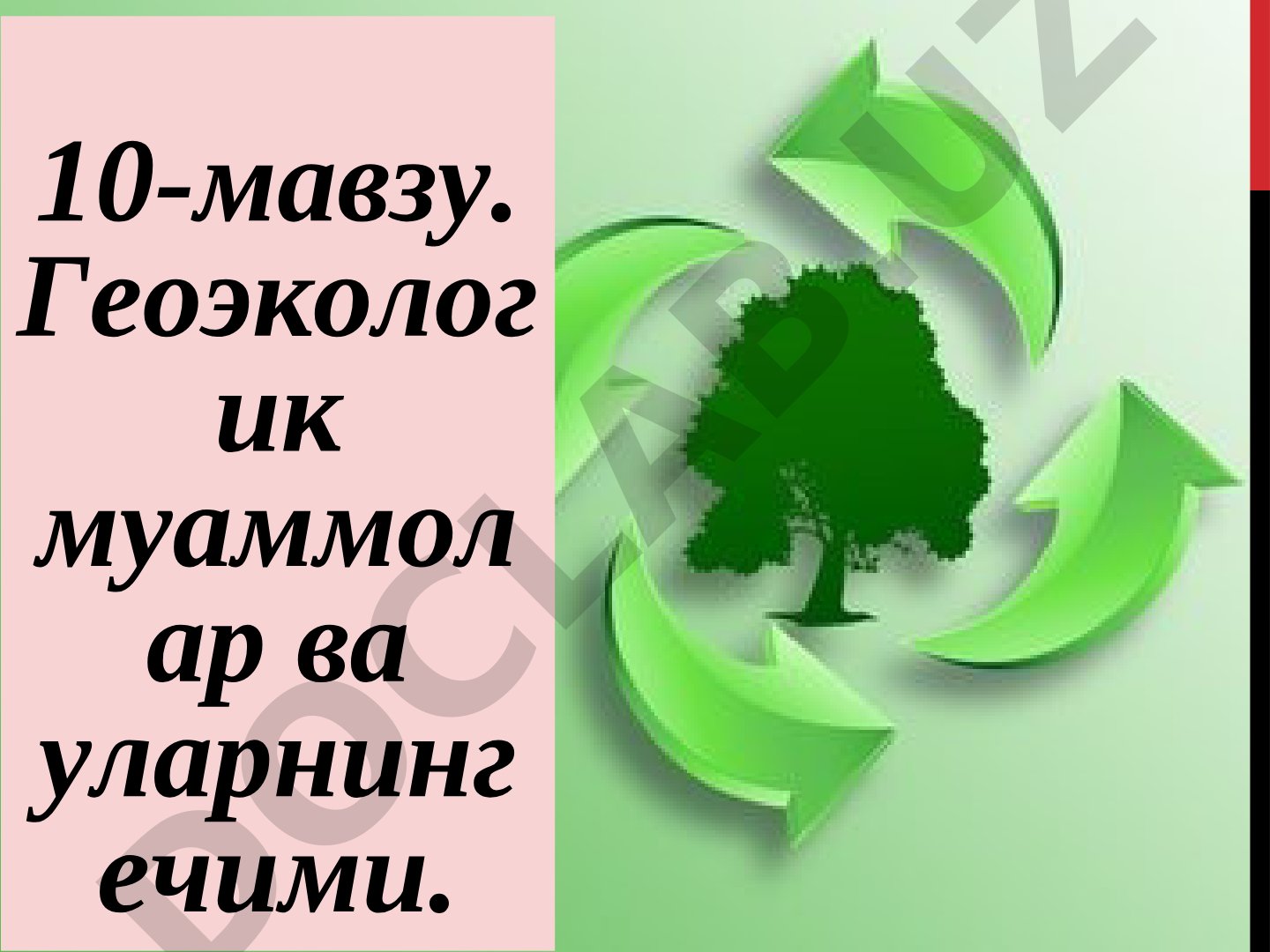 Геоэкологик муаммолар ва уларнинг ечими