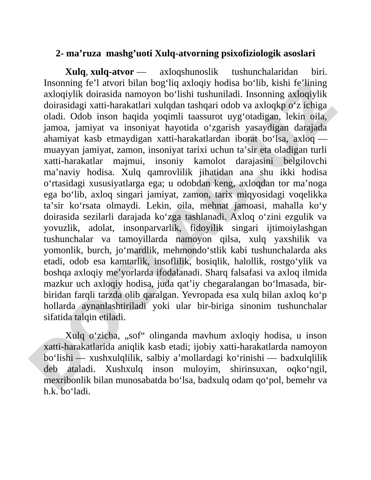 Xulq-atvorning psixofiziologik asoslari