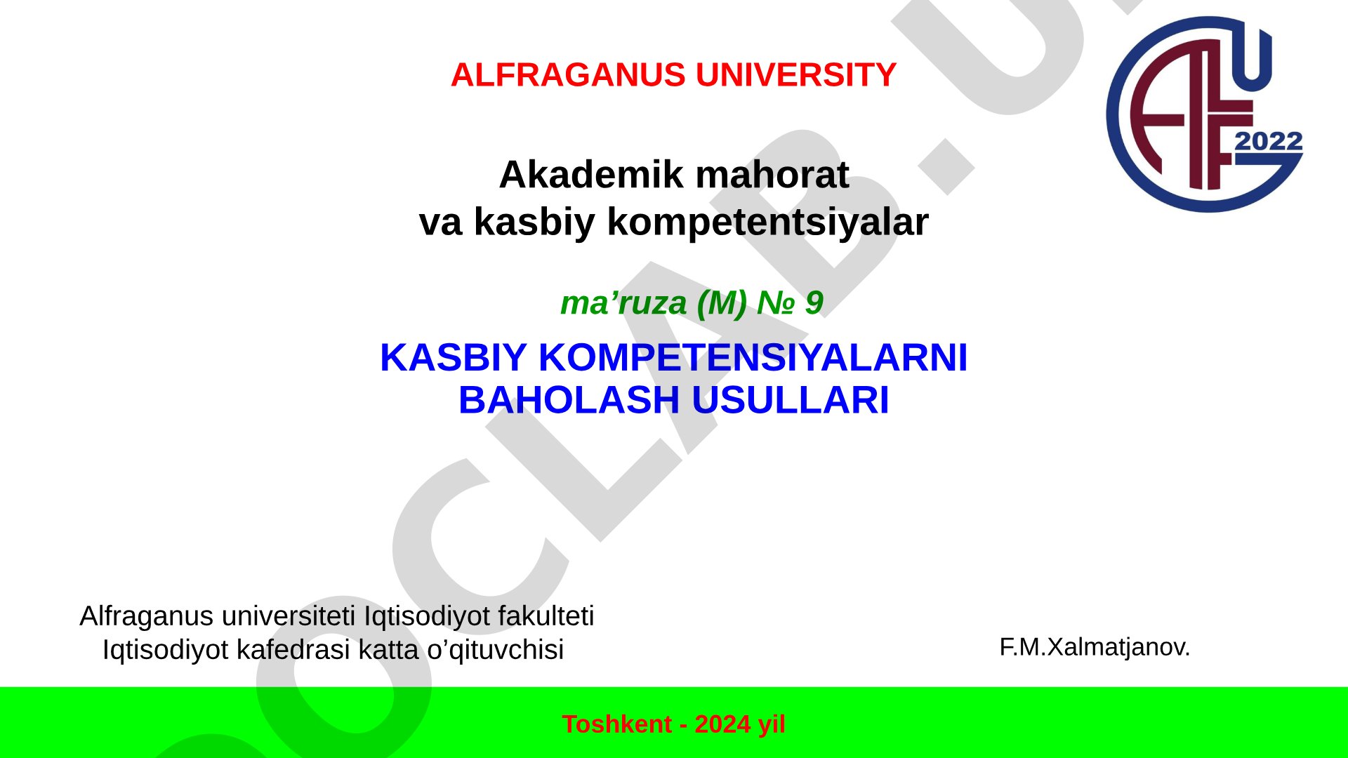 Kasbiy kompetensiyalarni baholash usullari