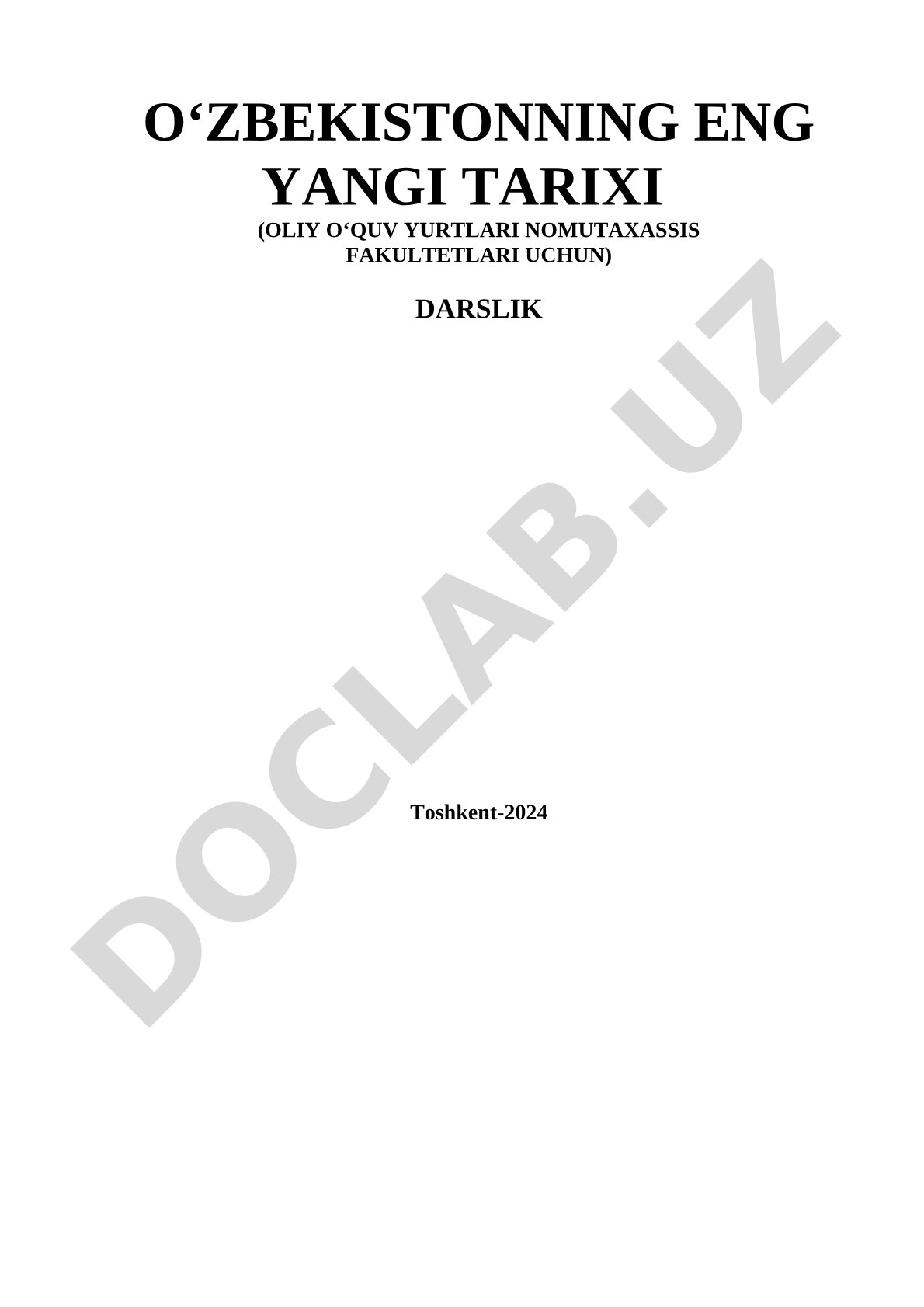 O'zbekistonning eng yangi tarixi