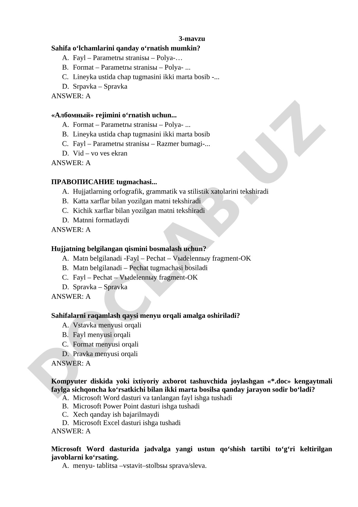 3-mavzu Sahifa o‘lchamlarini qanday o‘rnatish mumkin?