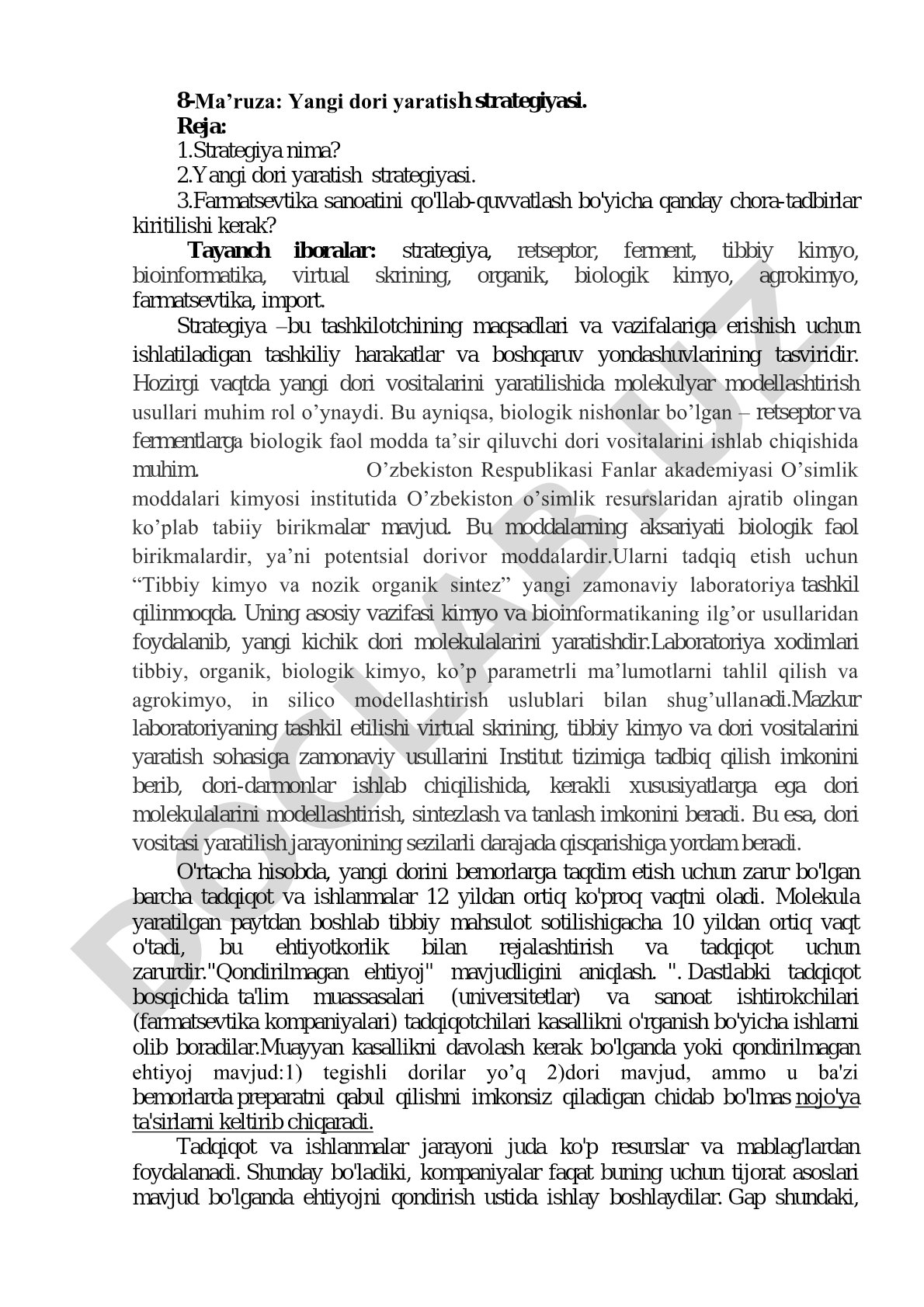 Yangi dori yaratish strategiyasi