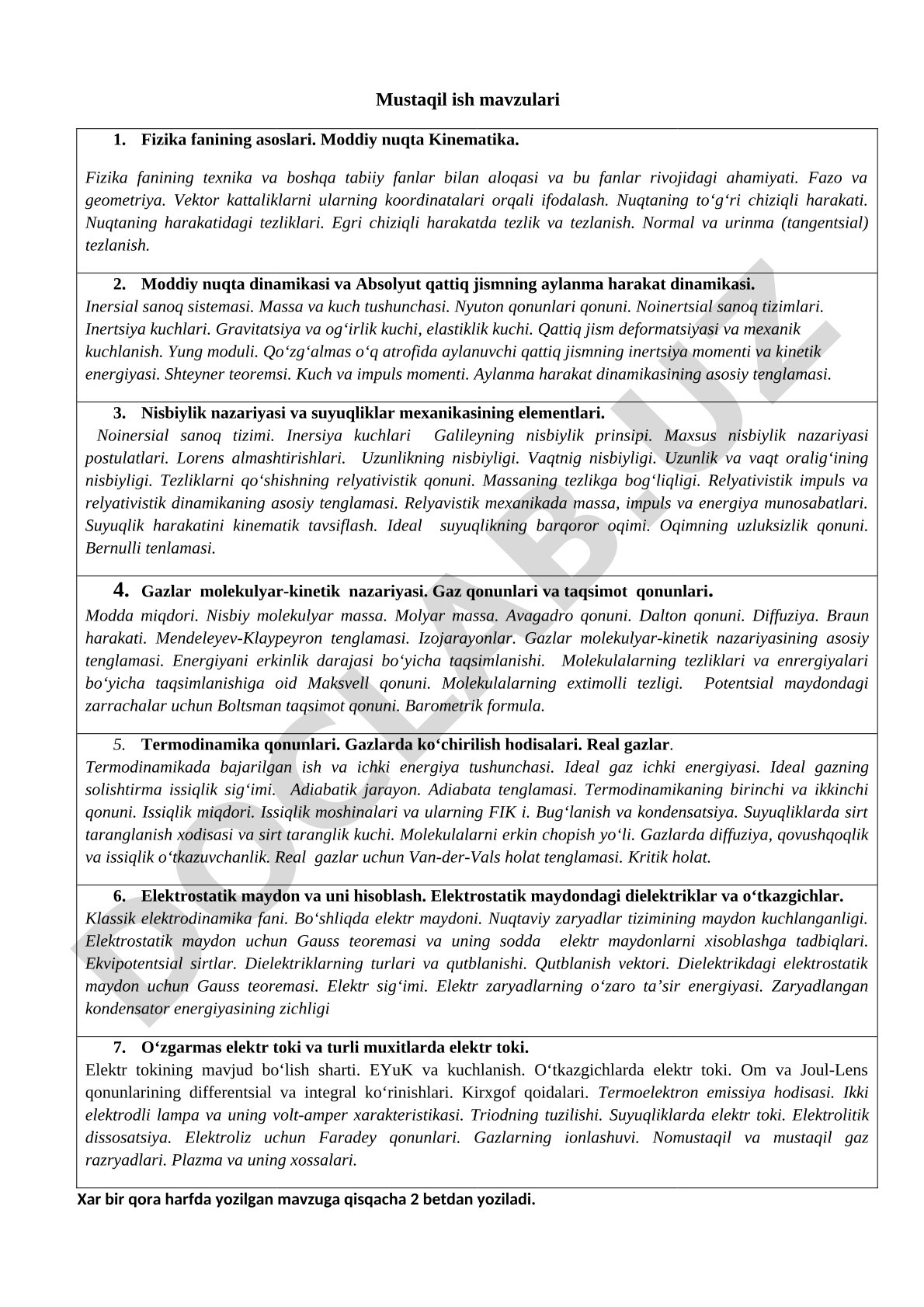 Fizika fanining asoslari