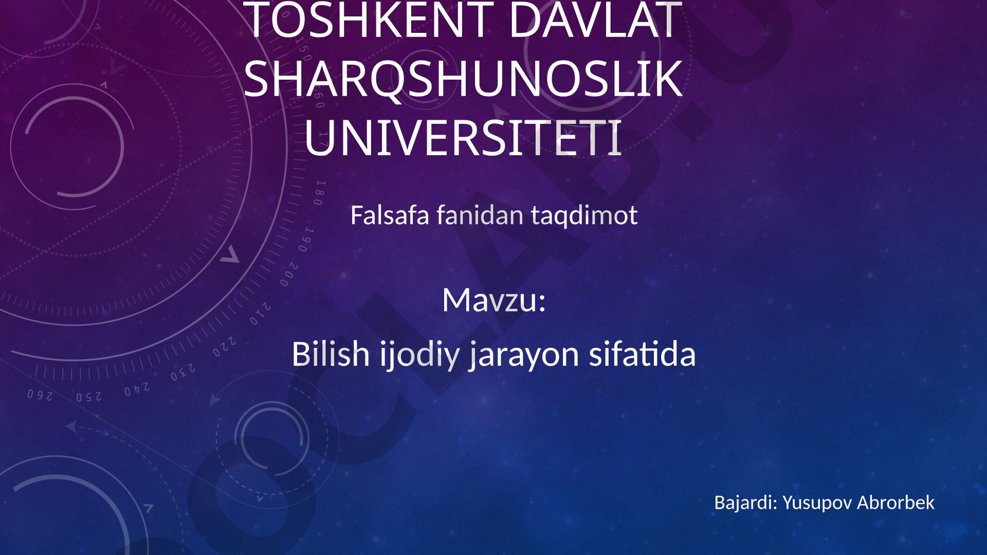 Bilish ijodiy jarayon sifatida