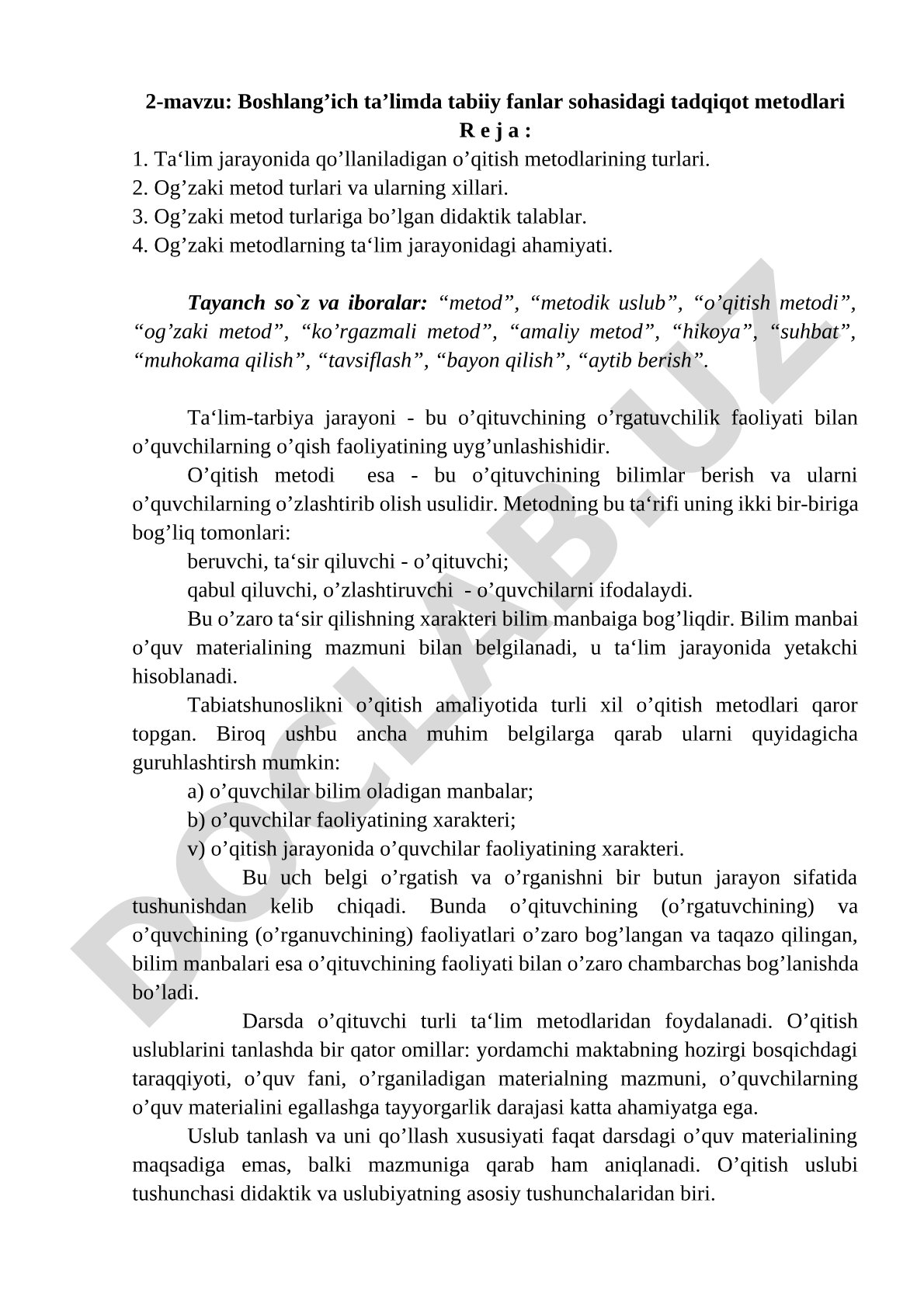 Boshlang’ich ta’limda tabiiy fanlar sohasidagi tadqiqot metodlari
