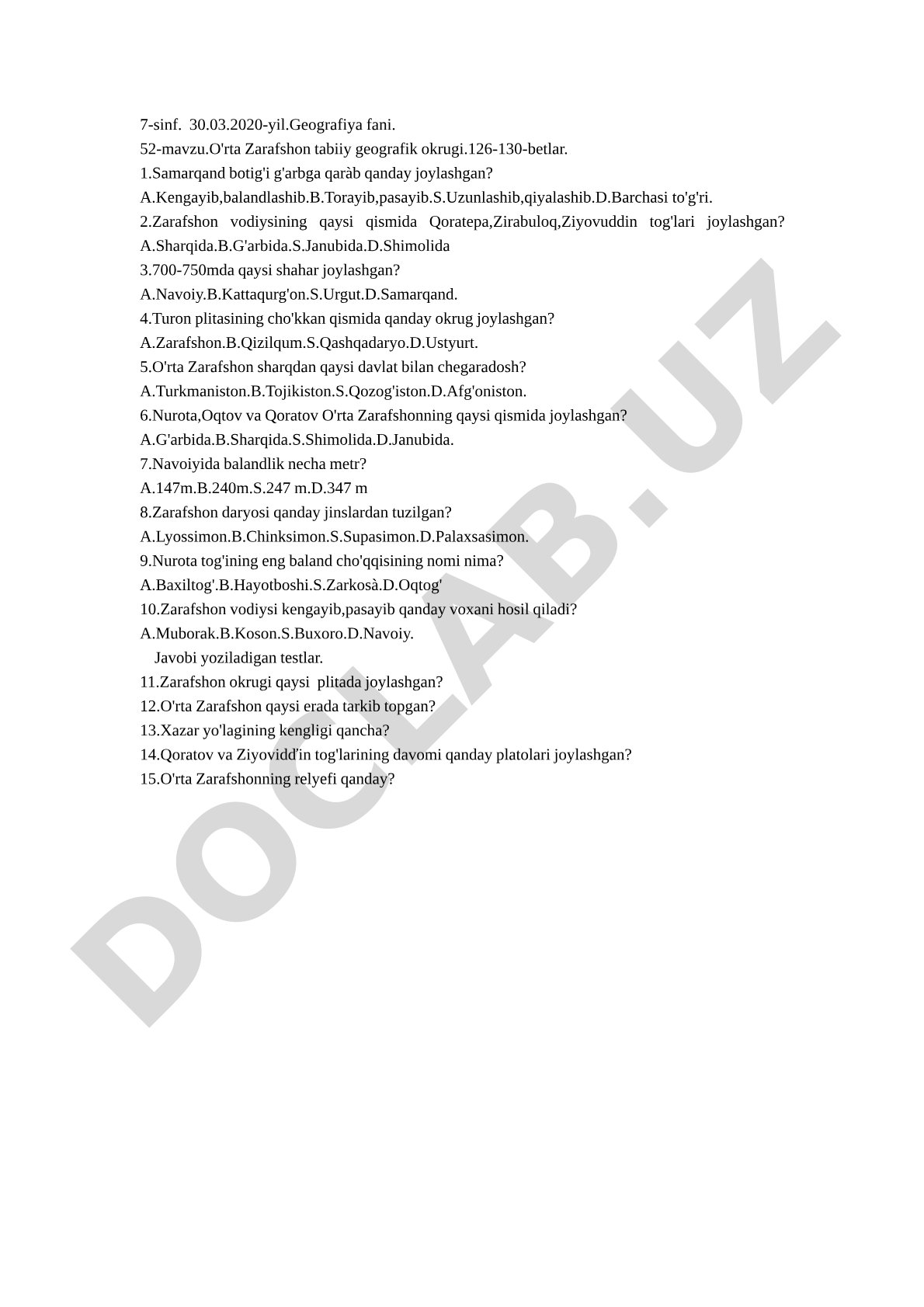 O'rta Zarafshon tabiiy geografik okrugi