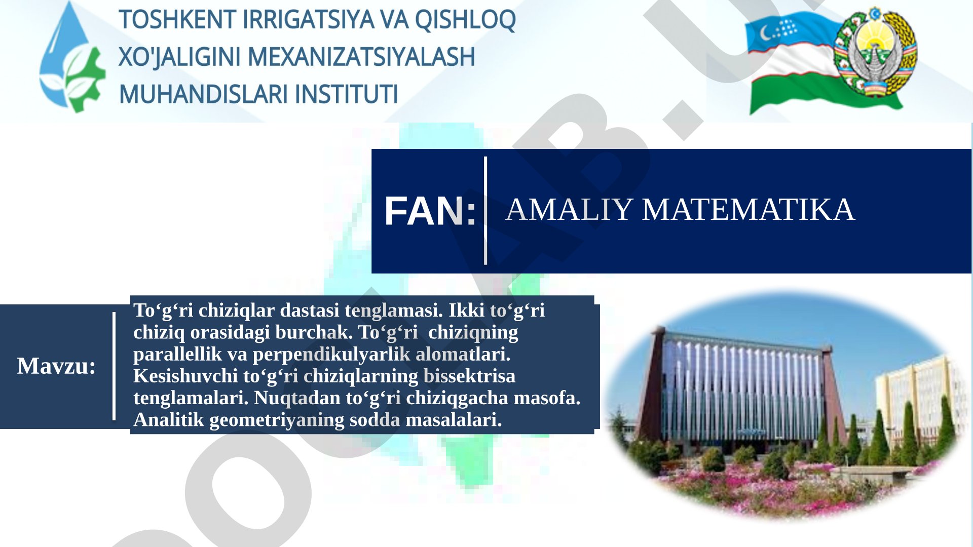 Amaliy matematika: to'g'ri chiziqlar dastasi tenglamasi