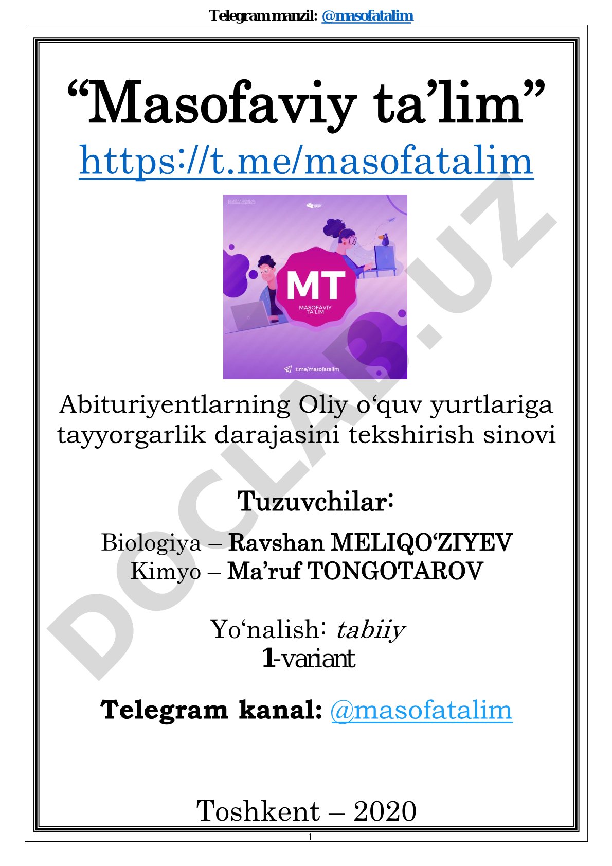 Abituriyentlarning Oliy o‘quv yurtlariga tayyorgarlik darajasini tekshirish sinovi