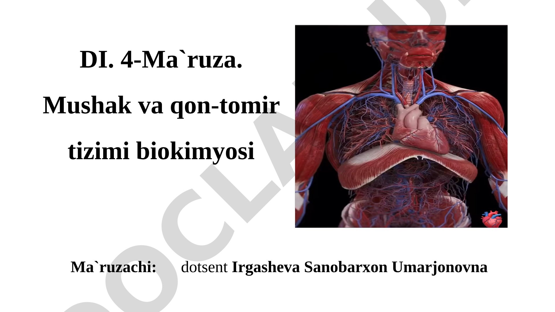Mushak va qon-tomir tizimi biokimyosi