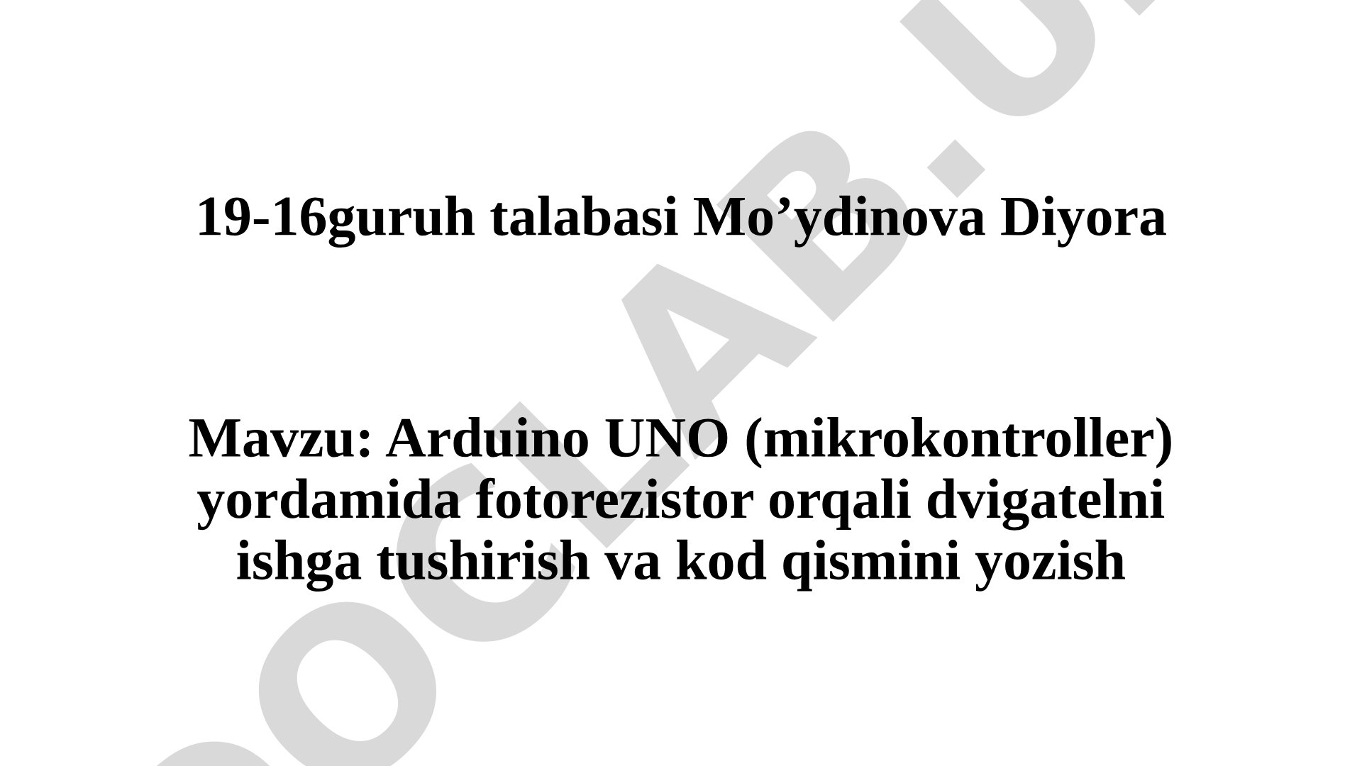 Arduino UNO (mikrokontroller) yordamida fotorezistor orqali dvigatelni ishga tushirish va kod qismini yozish