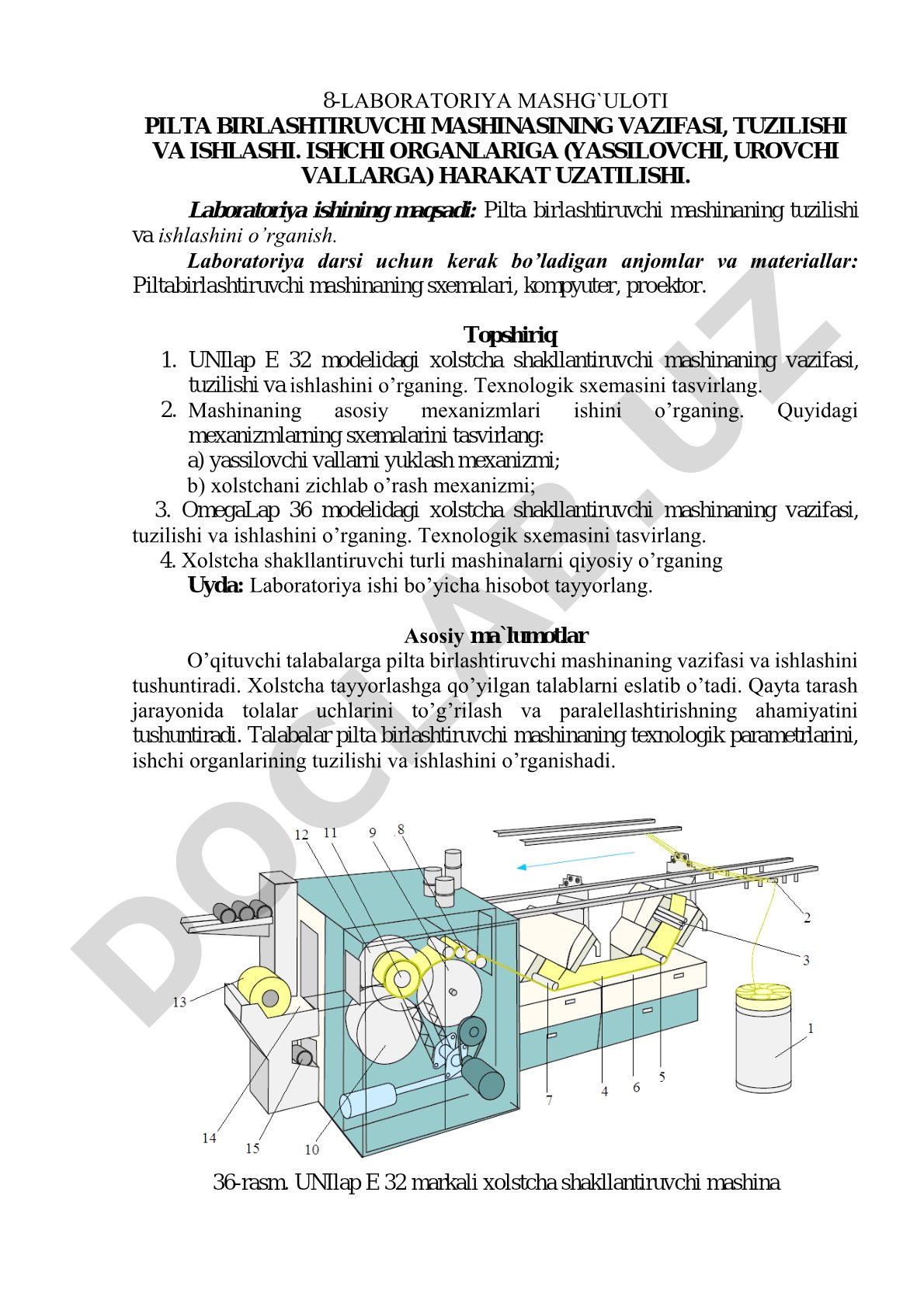Pilta birlashtiruvchi mashinasining vazifasi, tuzilishi va ishlashi