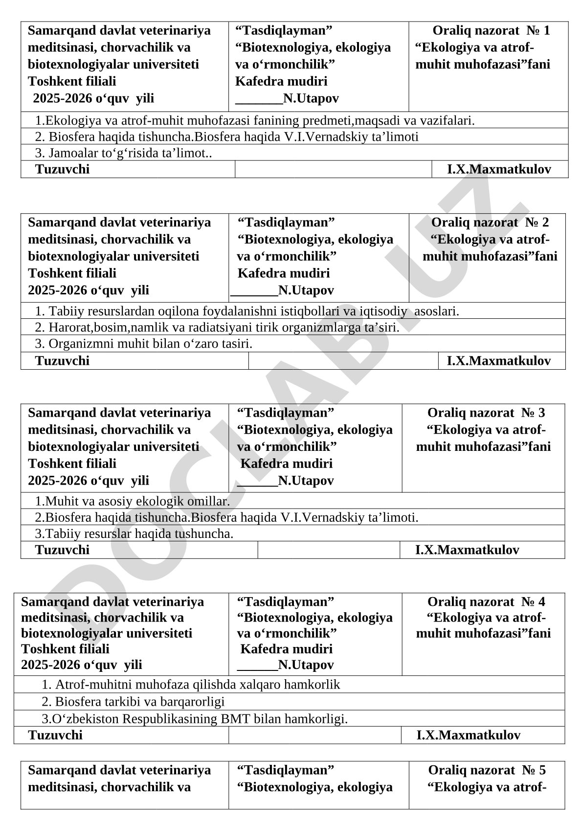 Ekologiya va atrof-muhit muhofazasi