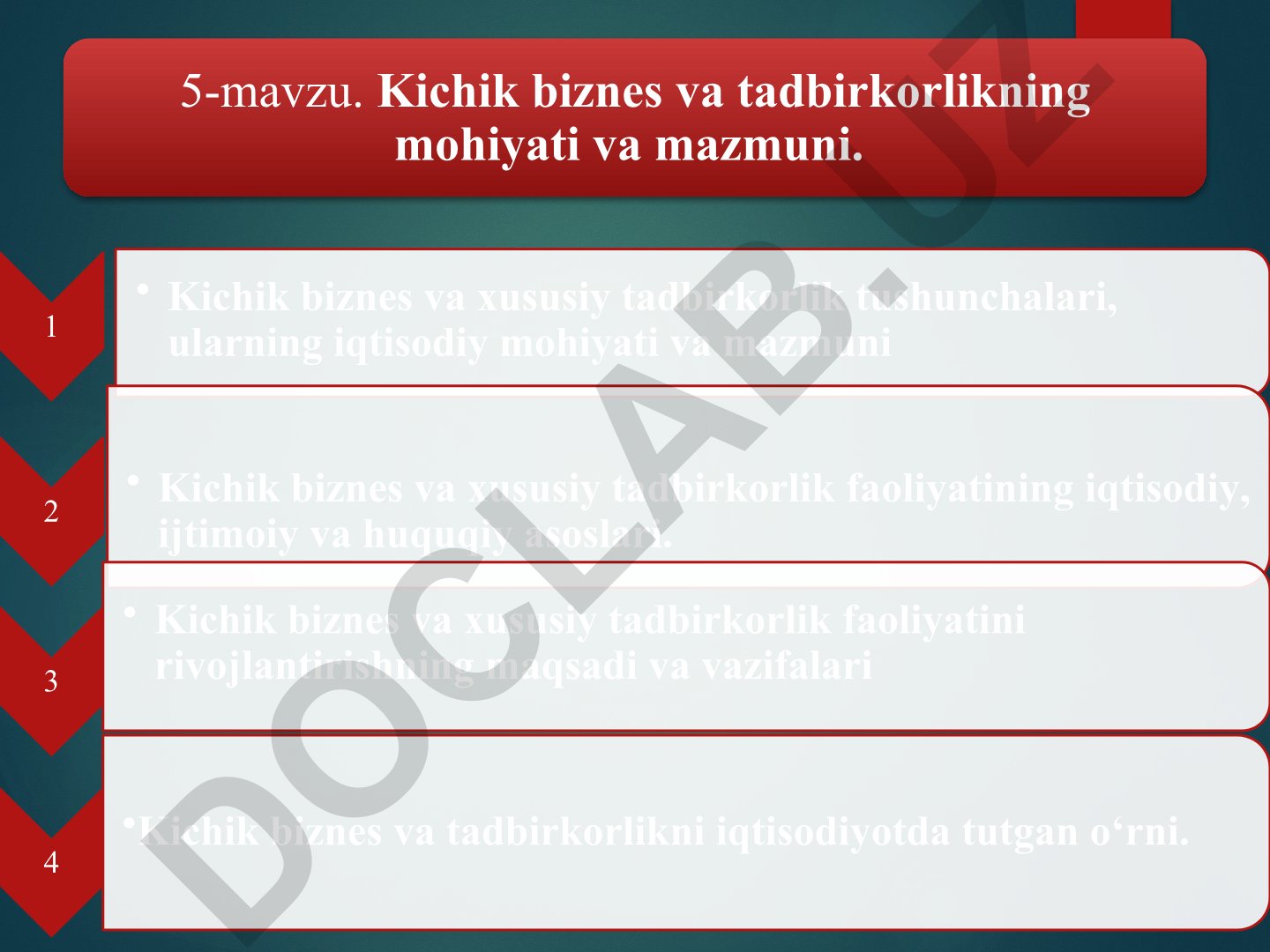Kichik biznes va tadbirkorlikning mohiyati va mazmuni