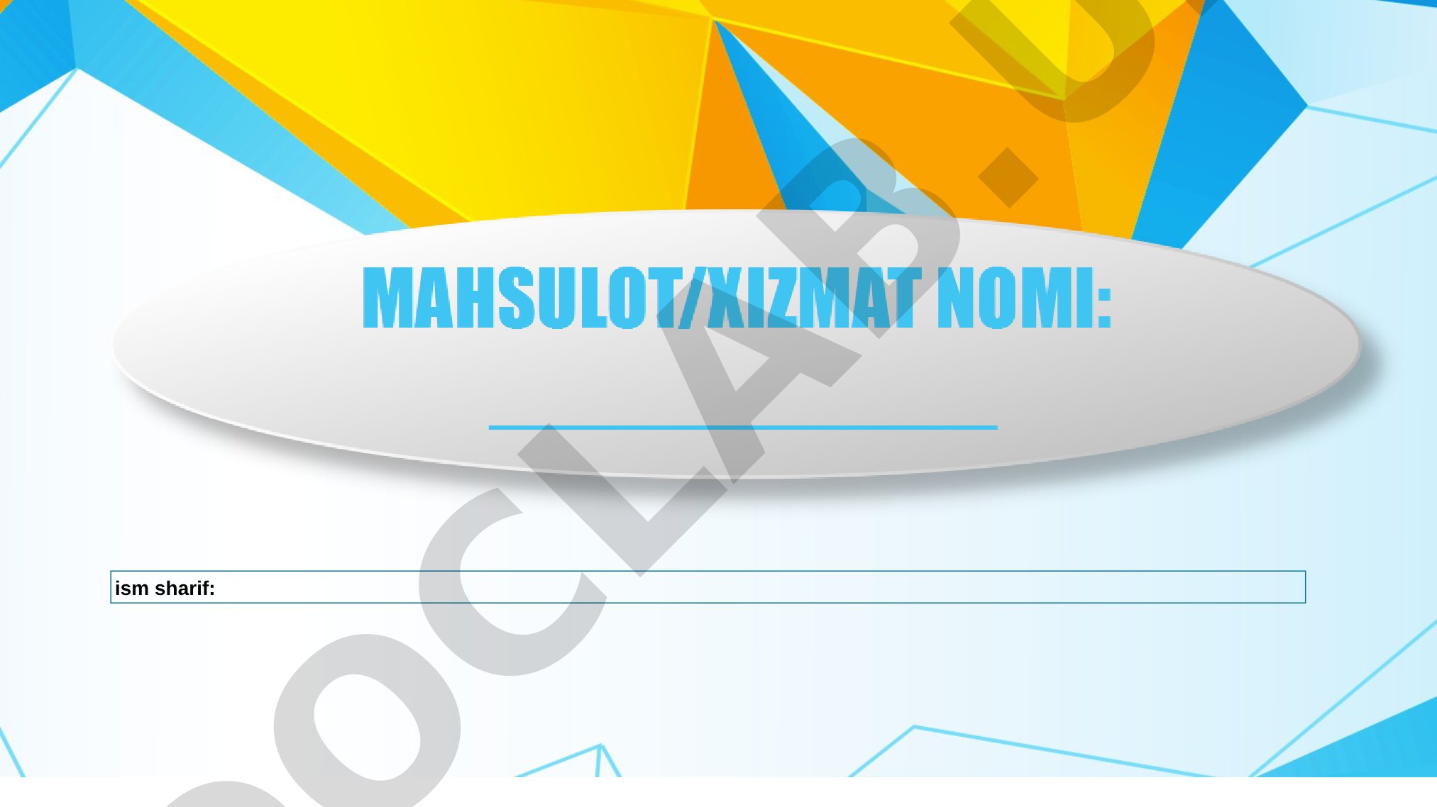 Mahsulot/Xizmat taqdimoti
