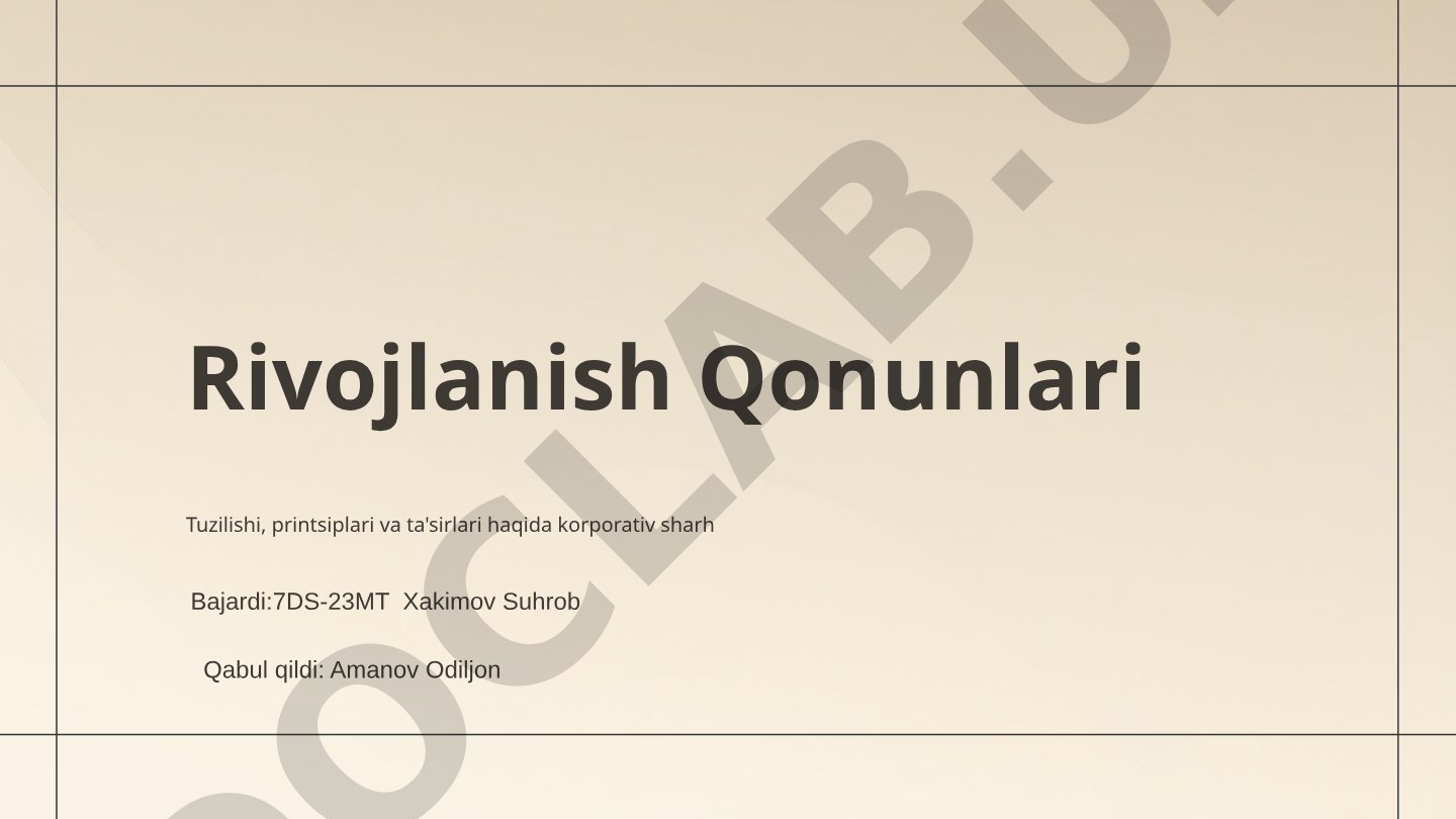 Rivojlanish qonunlari tuzilishi, printsiplari va ta'sirlari
