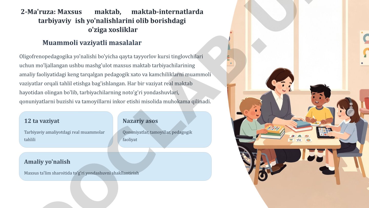 Maxsus maktab, maktab-internatlarda tarbiyaviy ish yo'nalishlarini olib borishdagi o'ziga xosliklar