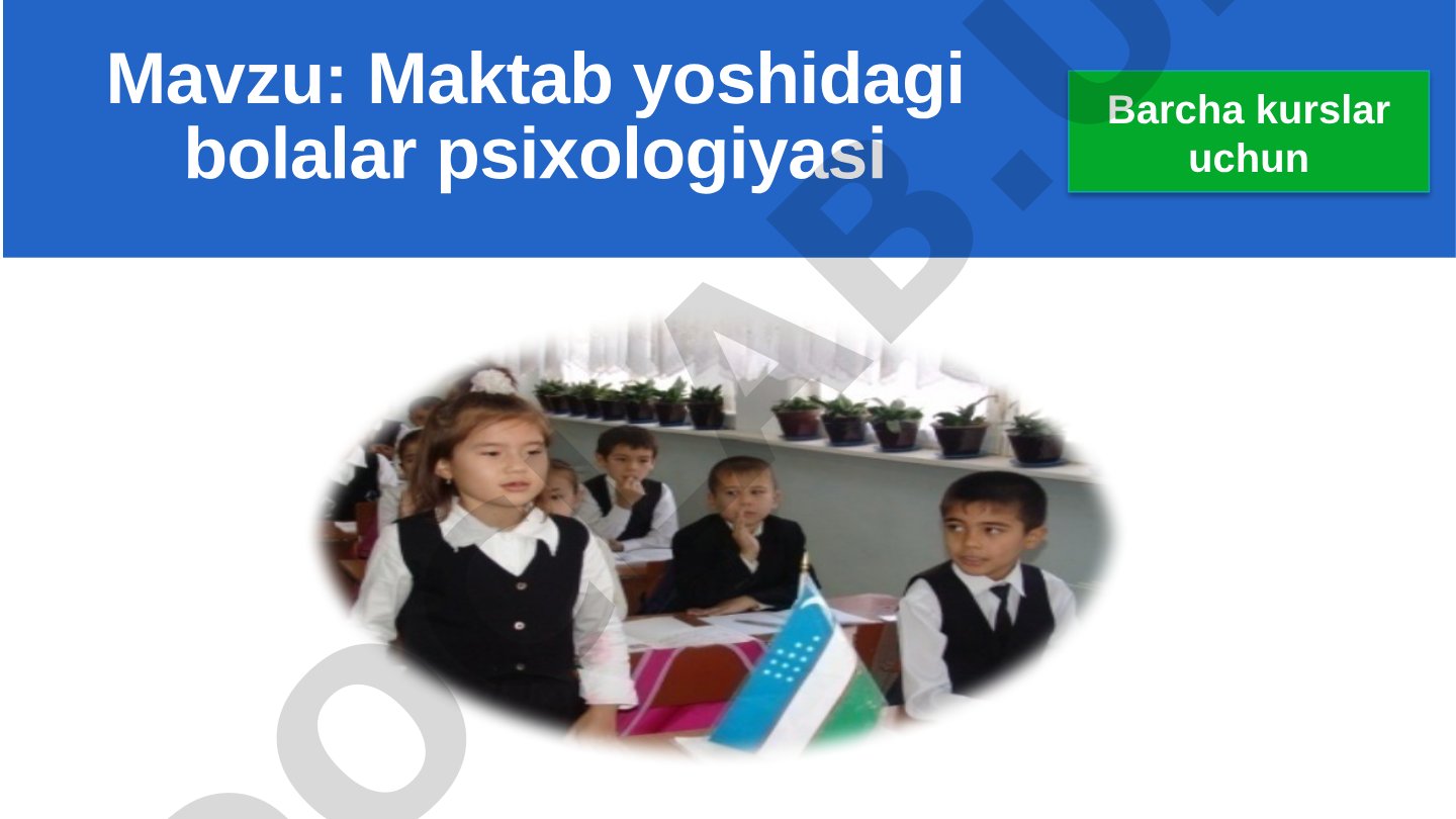 Maktab yoshidagi bolalar psixologiyasi