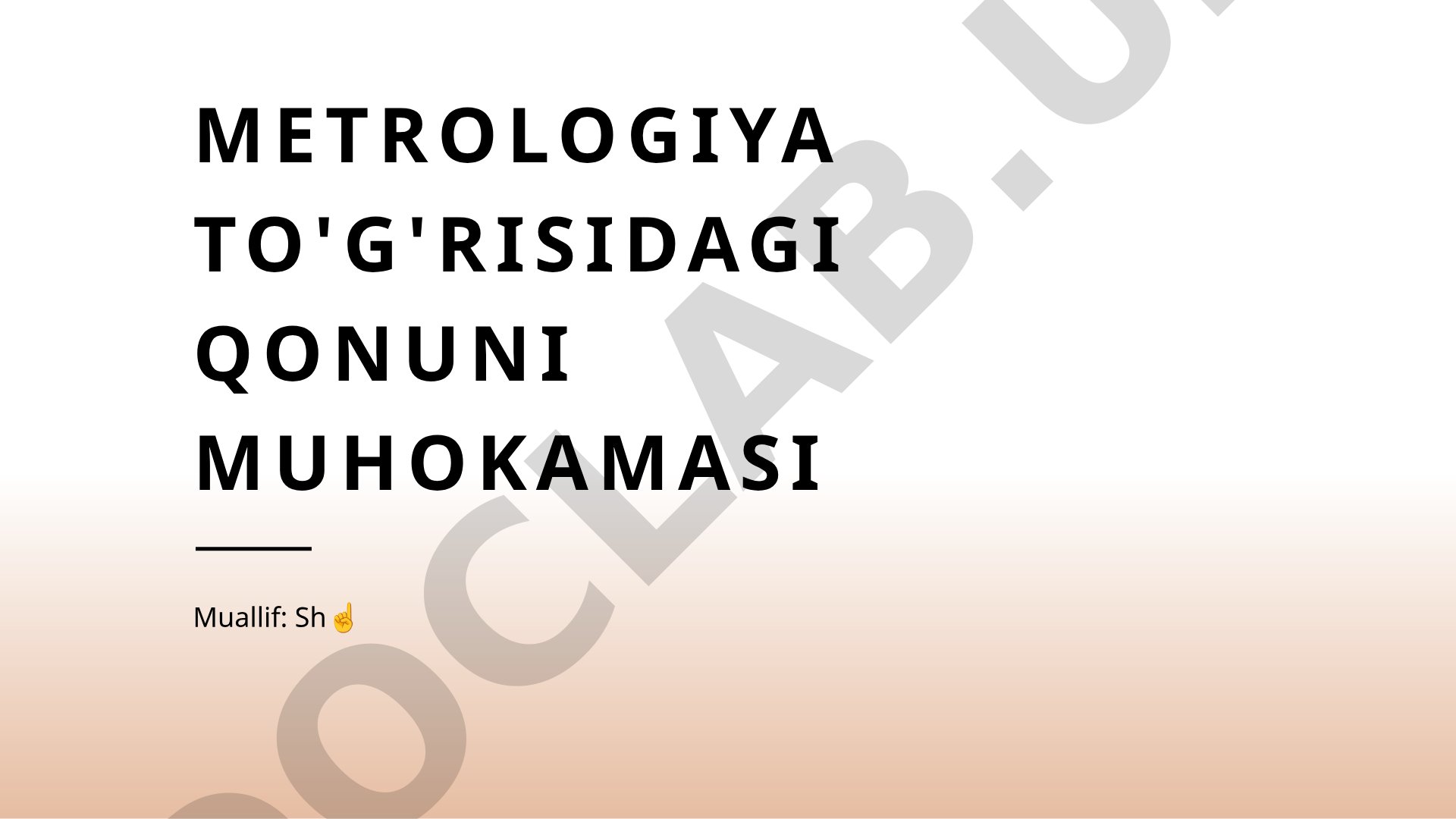 Metrologiya to'g'risidagi qonun muhokamasi