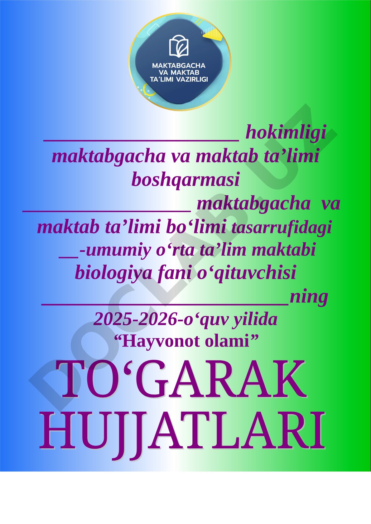 Hayvonot olami to‘garak a’zolari haqida ma’lumot