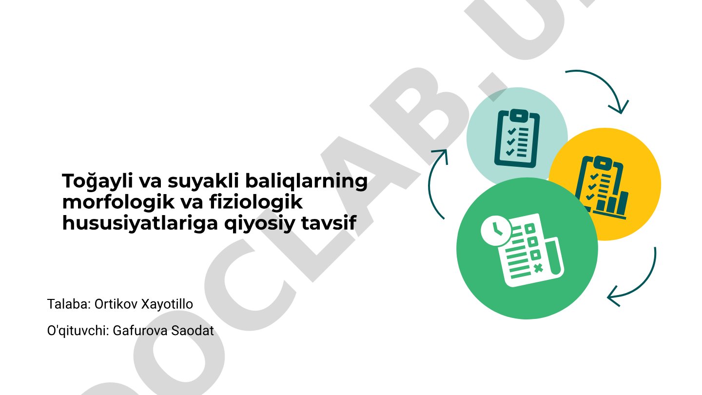 Toğayli va suyakli baliqlarning morfologik va fiziologik hususiyatlariga qiyosiy tavsif