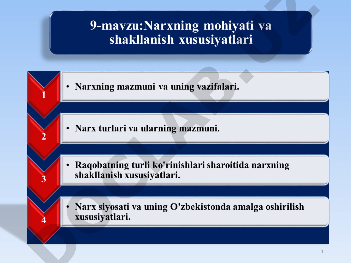 Narxning iqtisodiy mazmuni va raqobat sharoitida shakllanishi