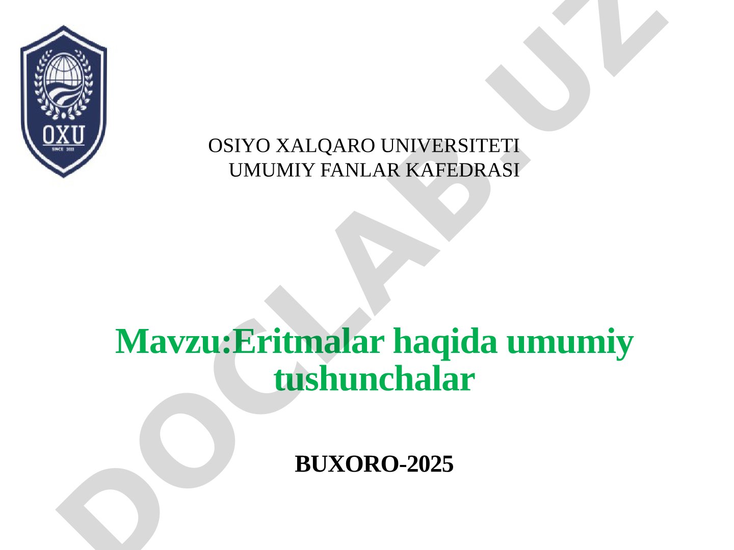 Eritmalar haqida umumiy tushunchalar