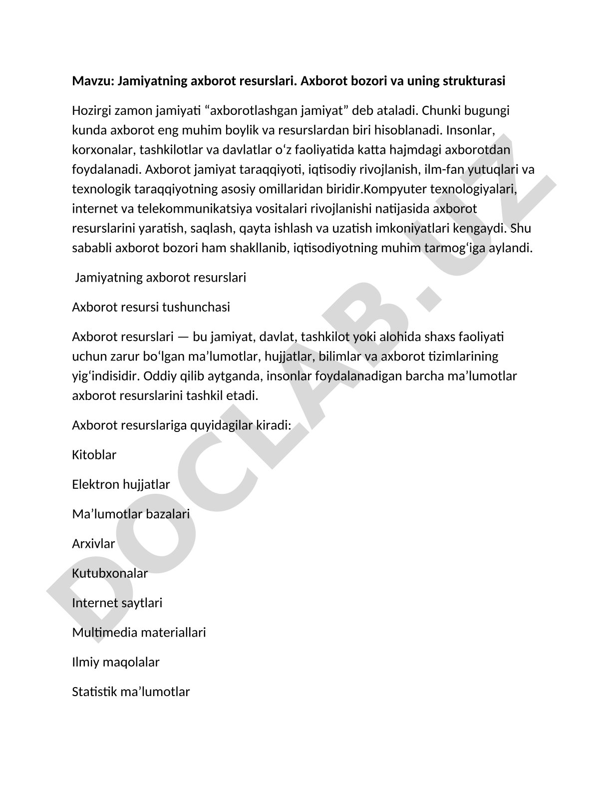Jamiyatning axborot resurslari