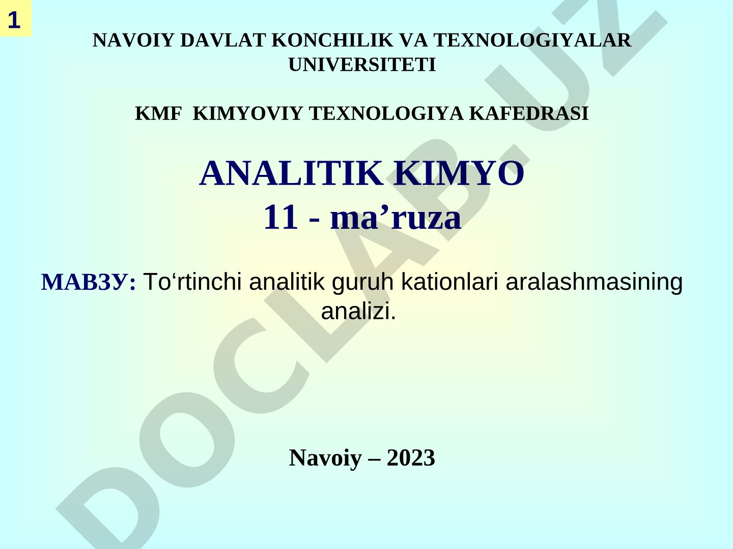 To‘rtinchi analitik guruh kationlari aralashmasining analizi