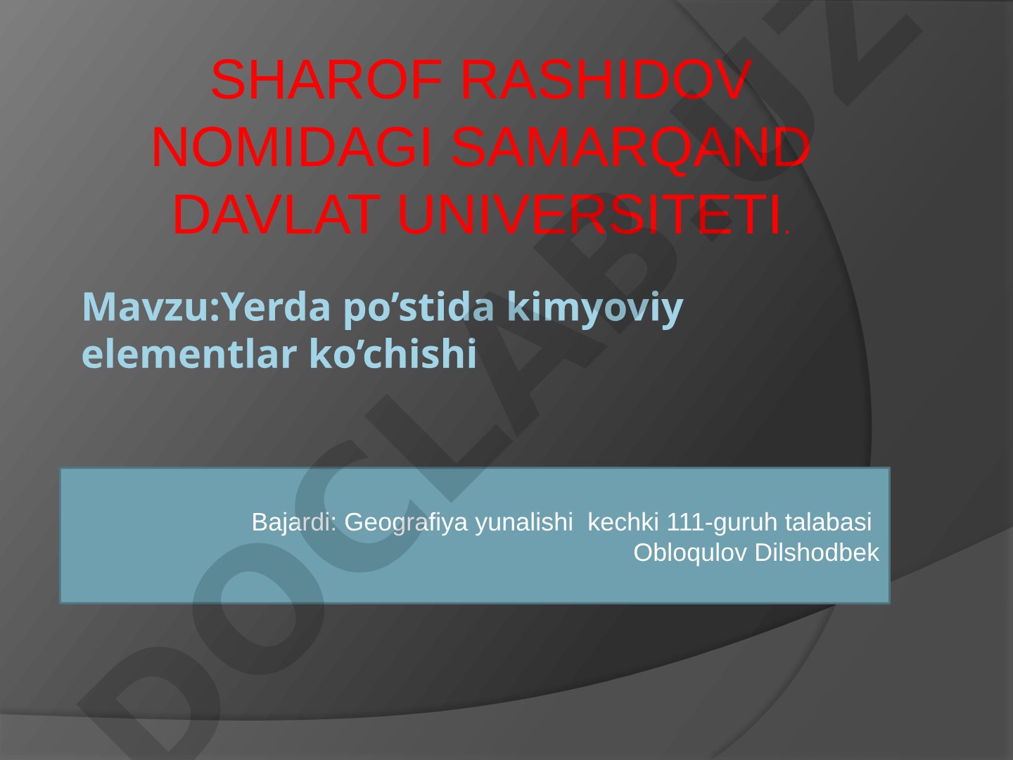 Yer po'stida kimyoviy elementlar ko'chishi