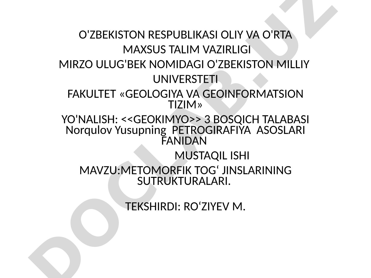 Metamorfik tog' jinslarining sutrukturalari