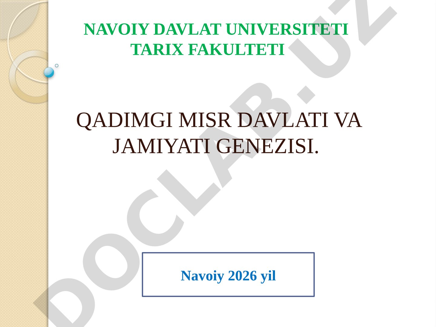 Qadimgi Misr davlati va jamiyati genezisi