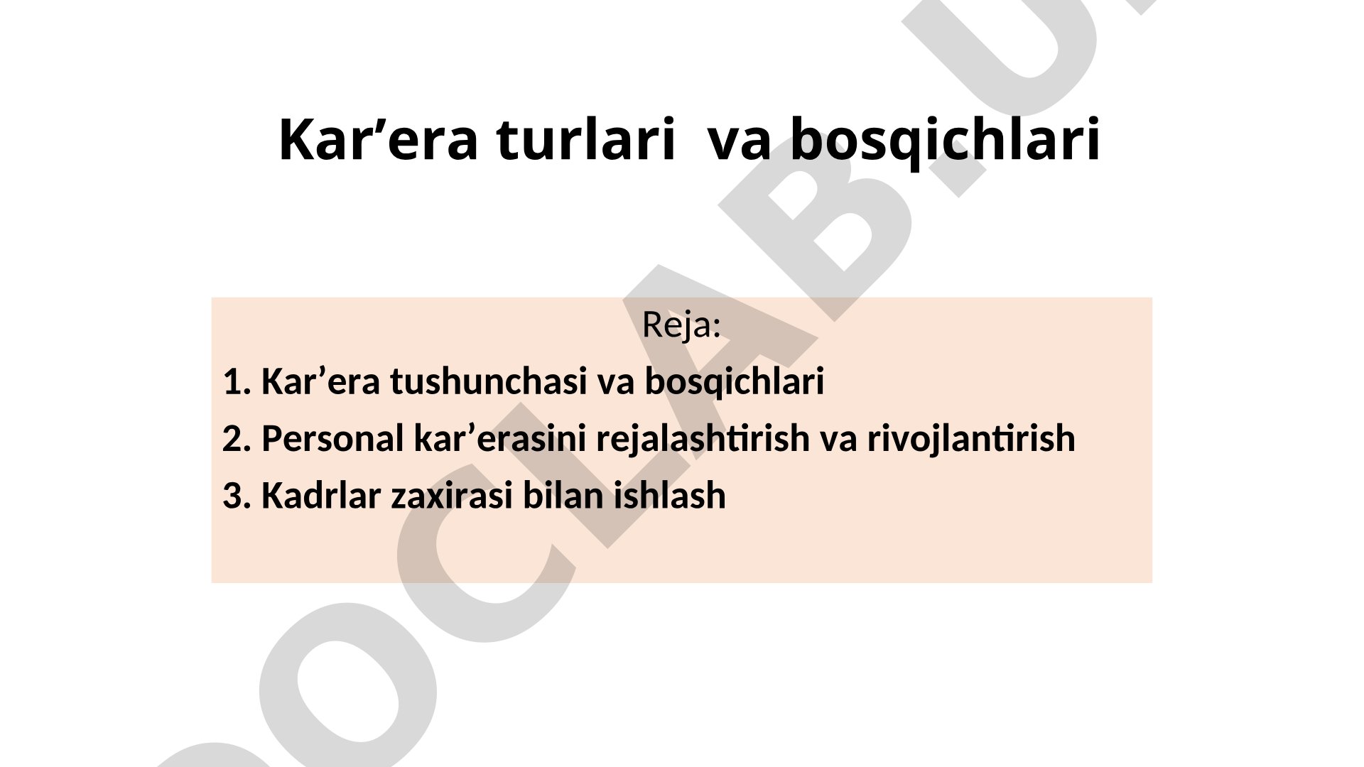 Kar’era turlari va bosqichlari